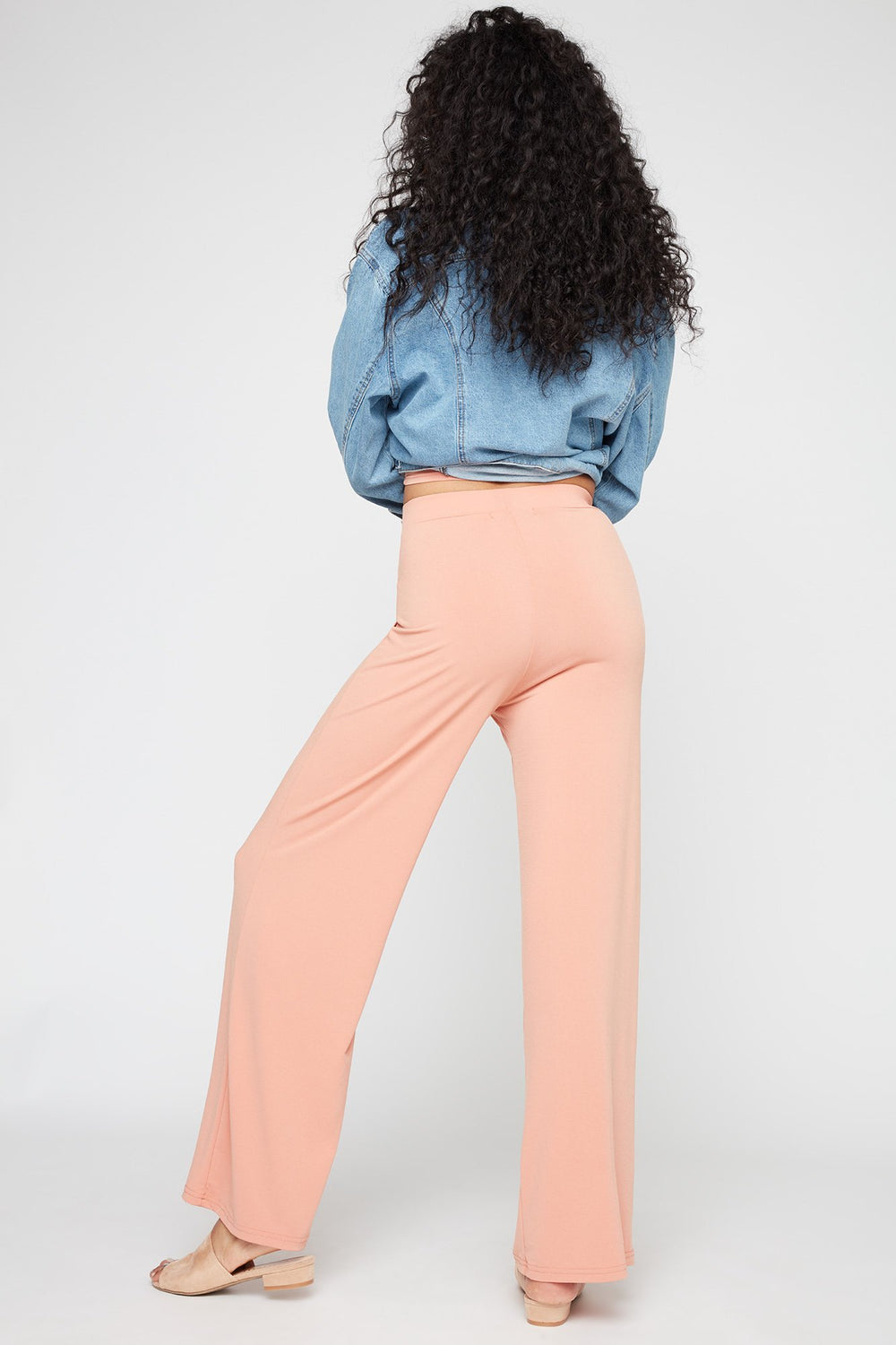 Women High-Rise Pull-On Wide-Leg Pant Pink
