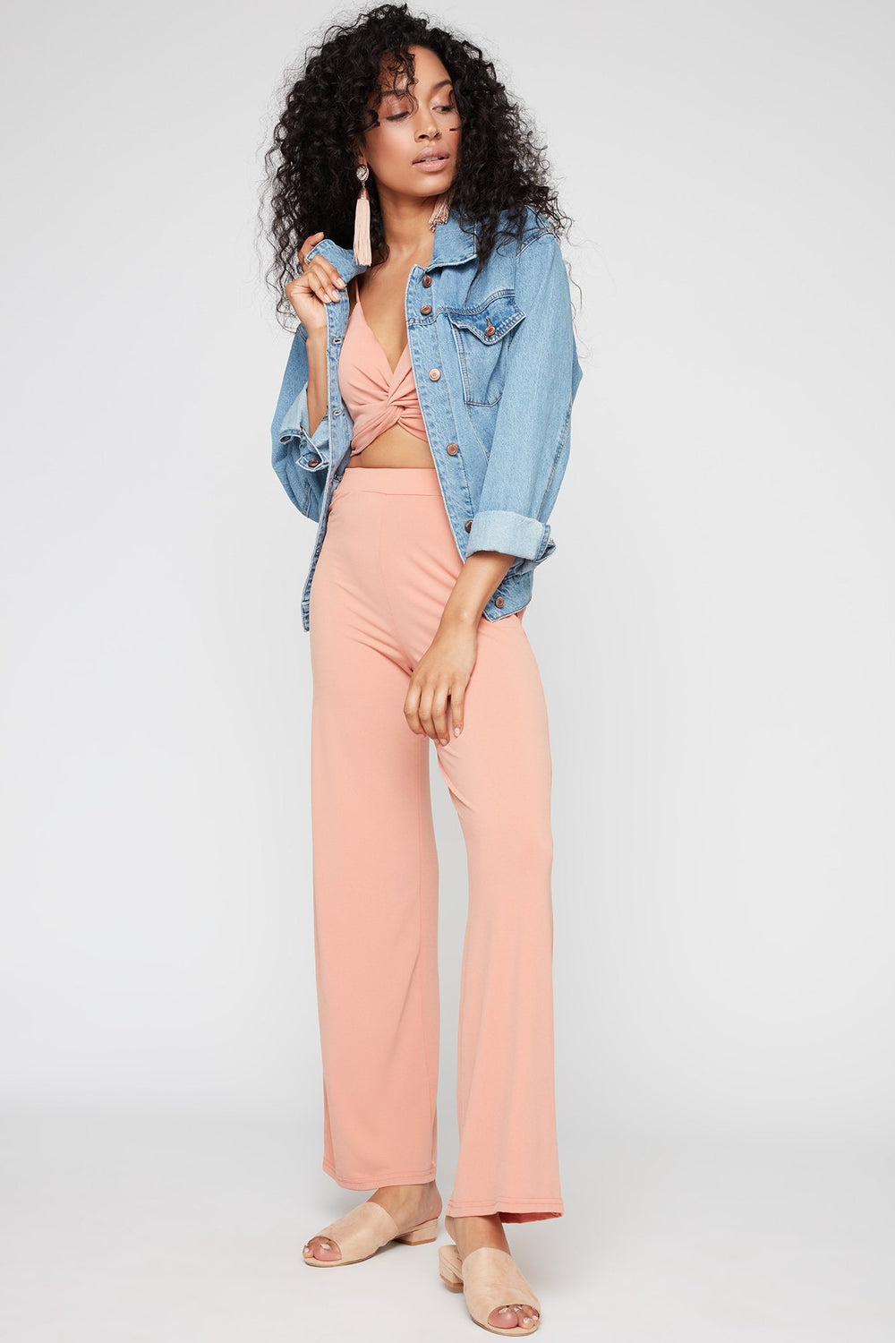 Women High-Rise Pull-On Wide-Leg Pant Pink