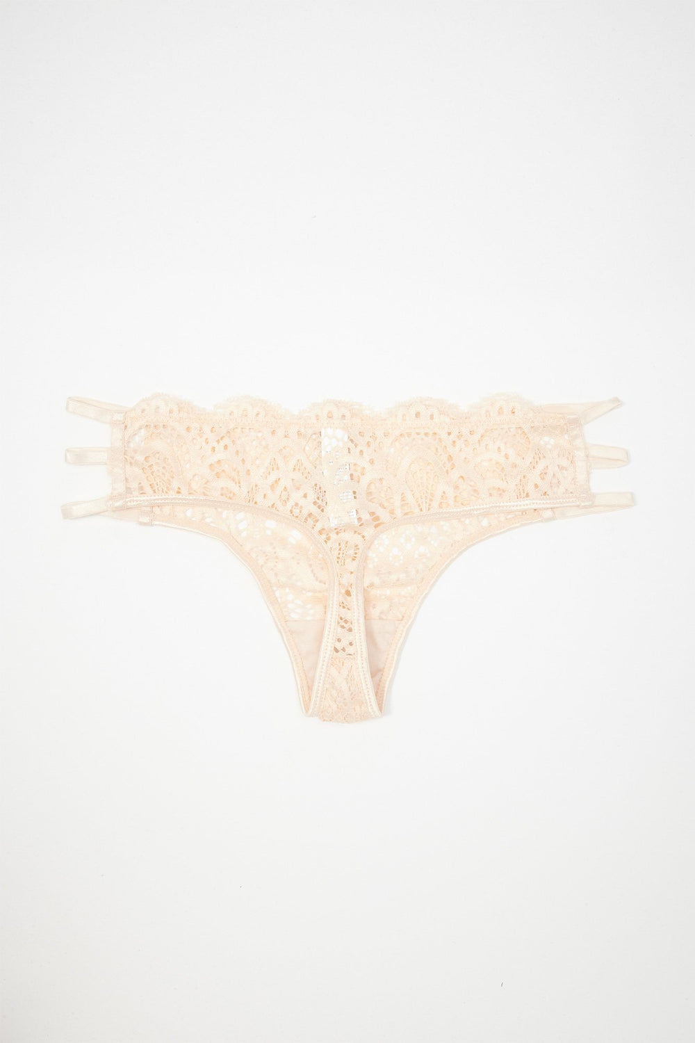 Women Lace Caged Thong Pink