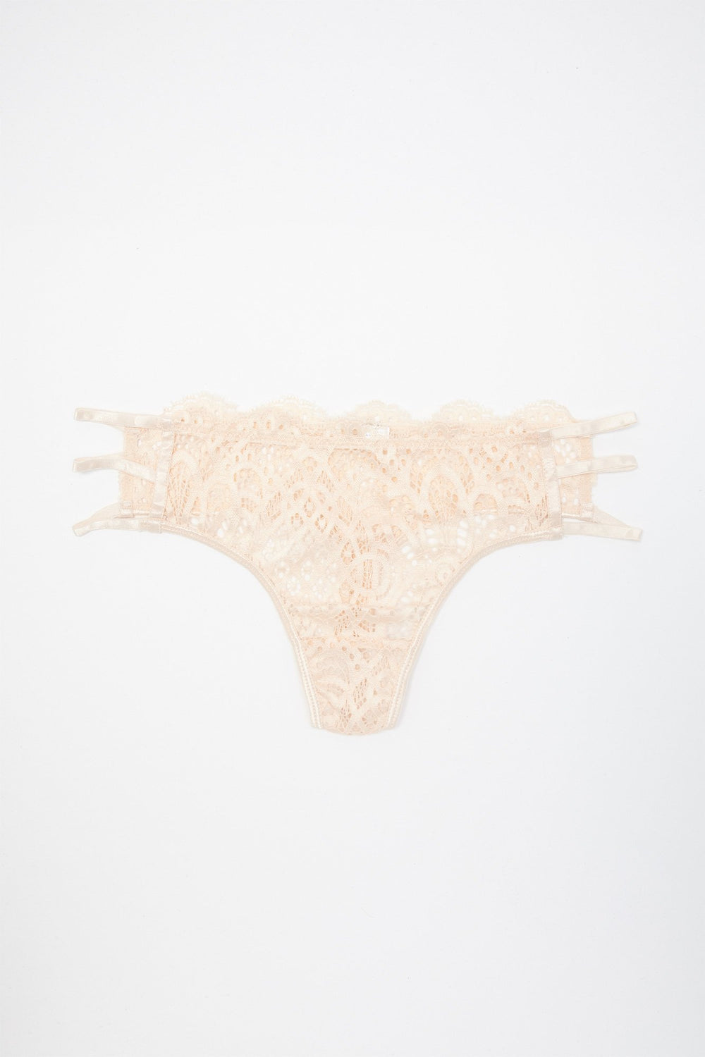 Women Lace Caged Thong Pink