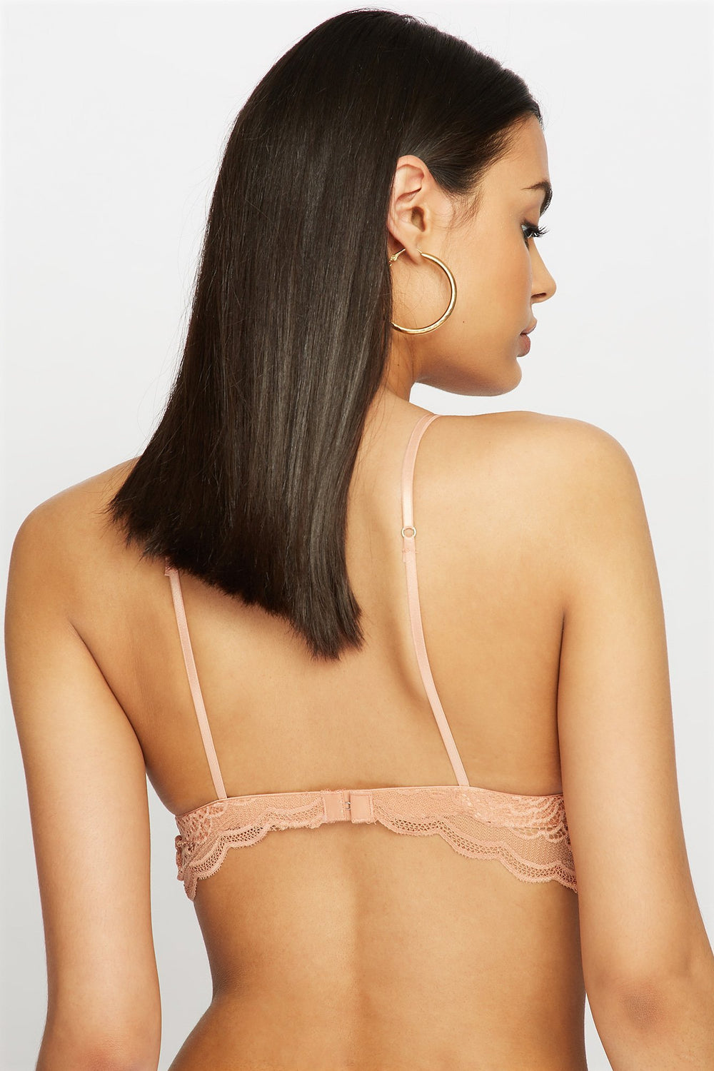 Women V-Neck Lace Crochet Bralette Pink