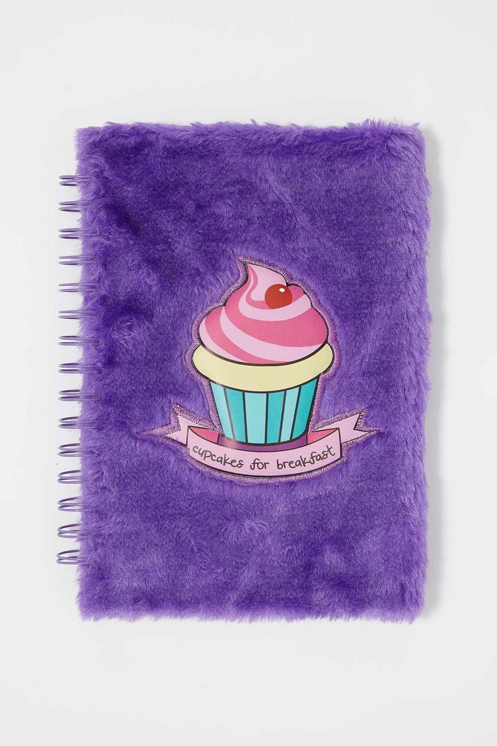 Women Furry Cupcakes For Breakfast Graphic Ring Notebook Pink