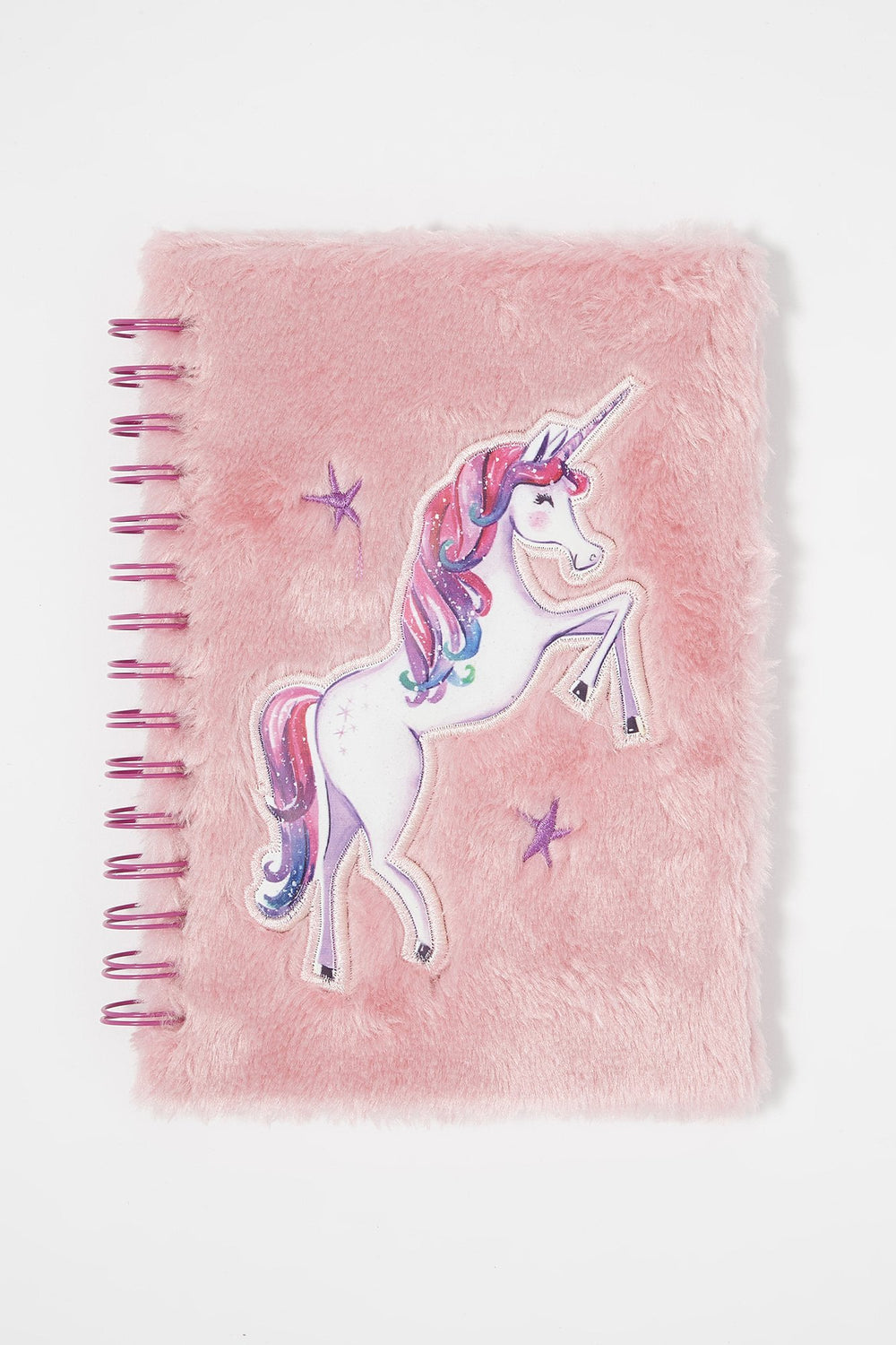 Women Furry Unicorn Graphic Ring Notebook Pink