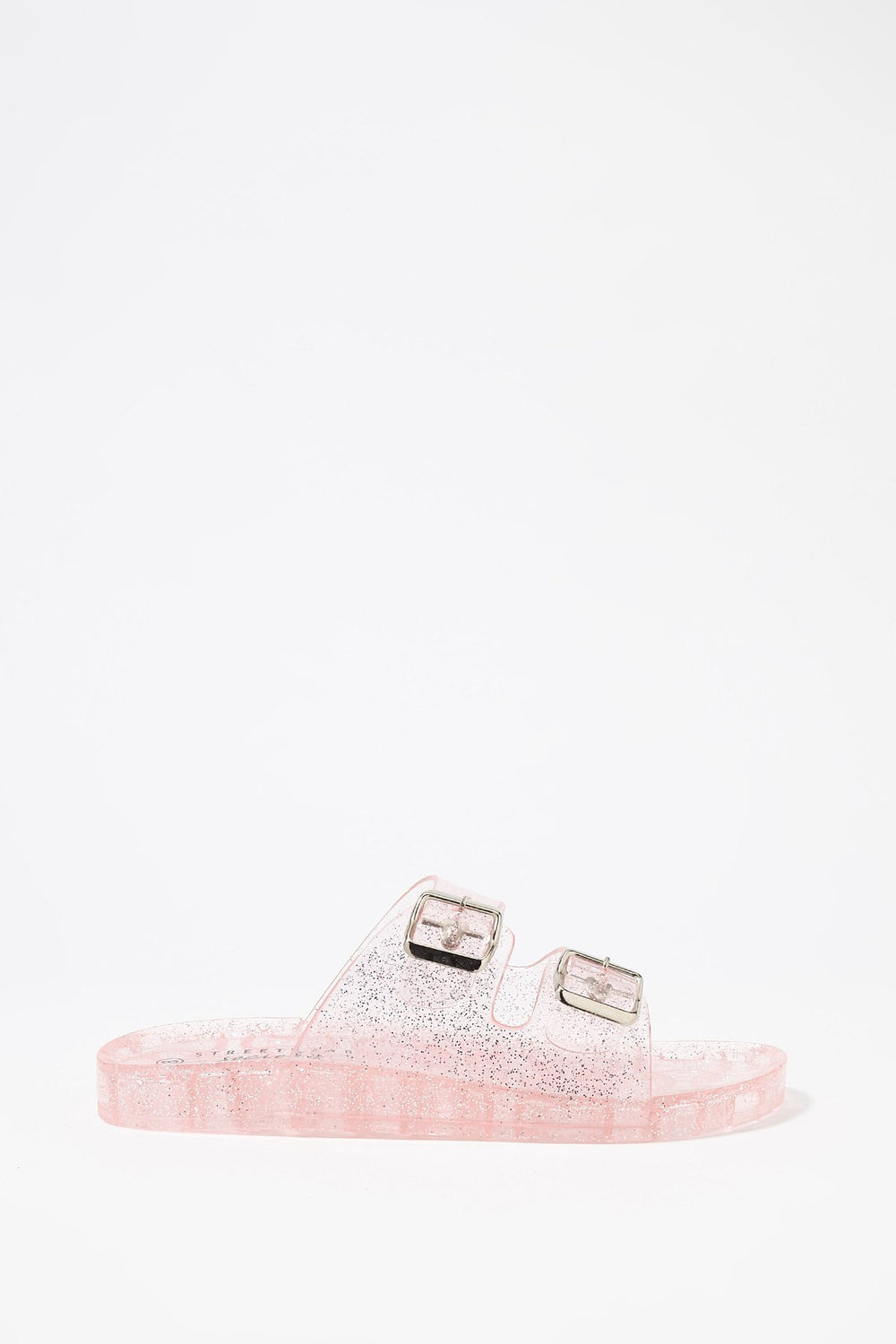 Women Glitter Jelly Duel Buckle Slider Sandal Pink