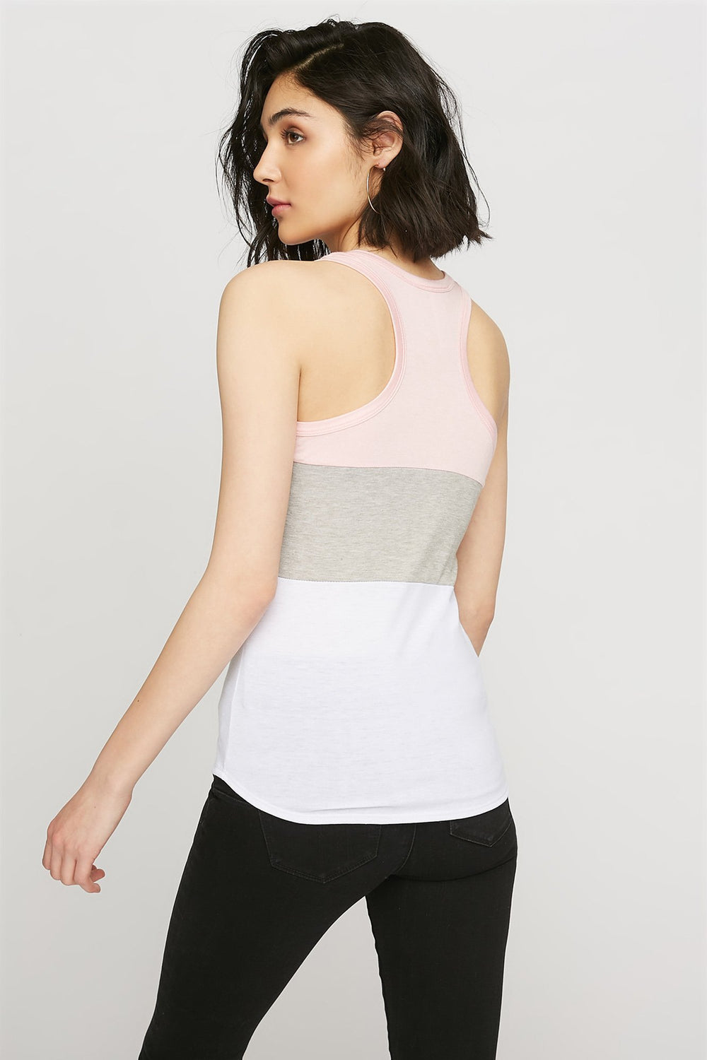 Women Love Colour Block Graphic Tank Pink