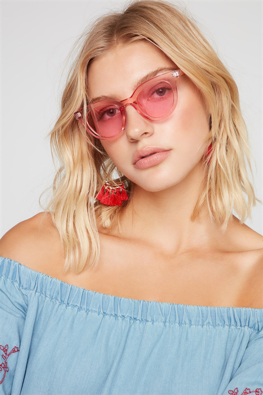 Women Ombre Coloured Cat Eye Sunglasses Pink