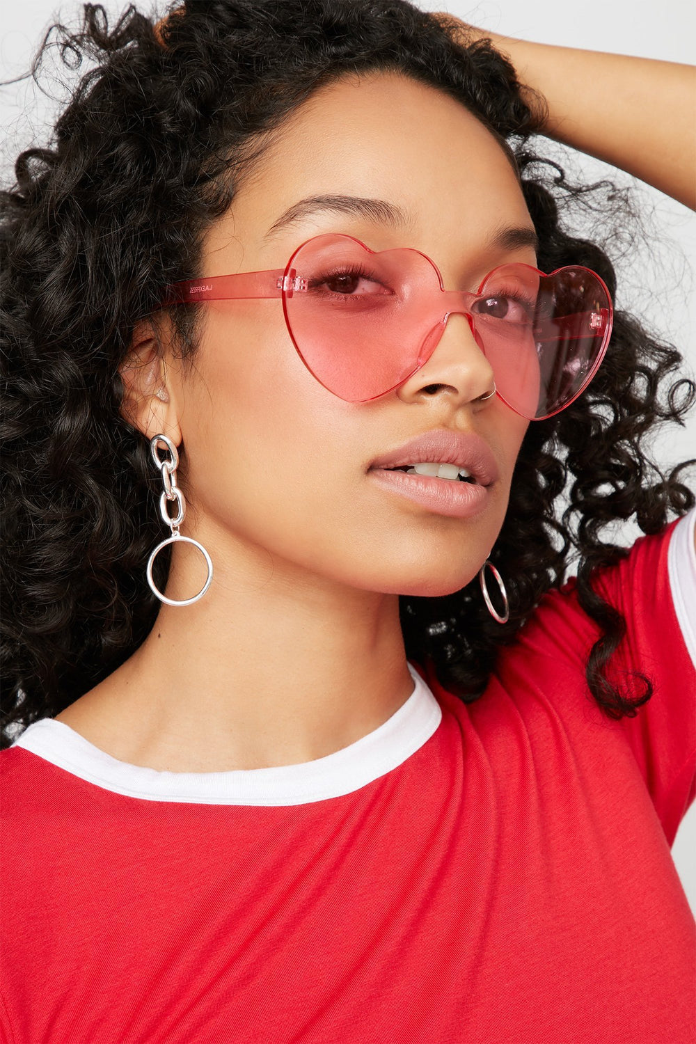 Women Oversized Heart Sunglasses Pink