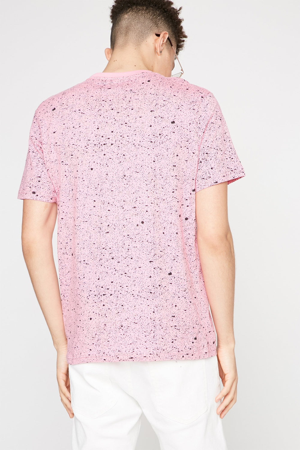 Men Paint Splatter Palm Tree Vibes Graphic T-Shirt Pink