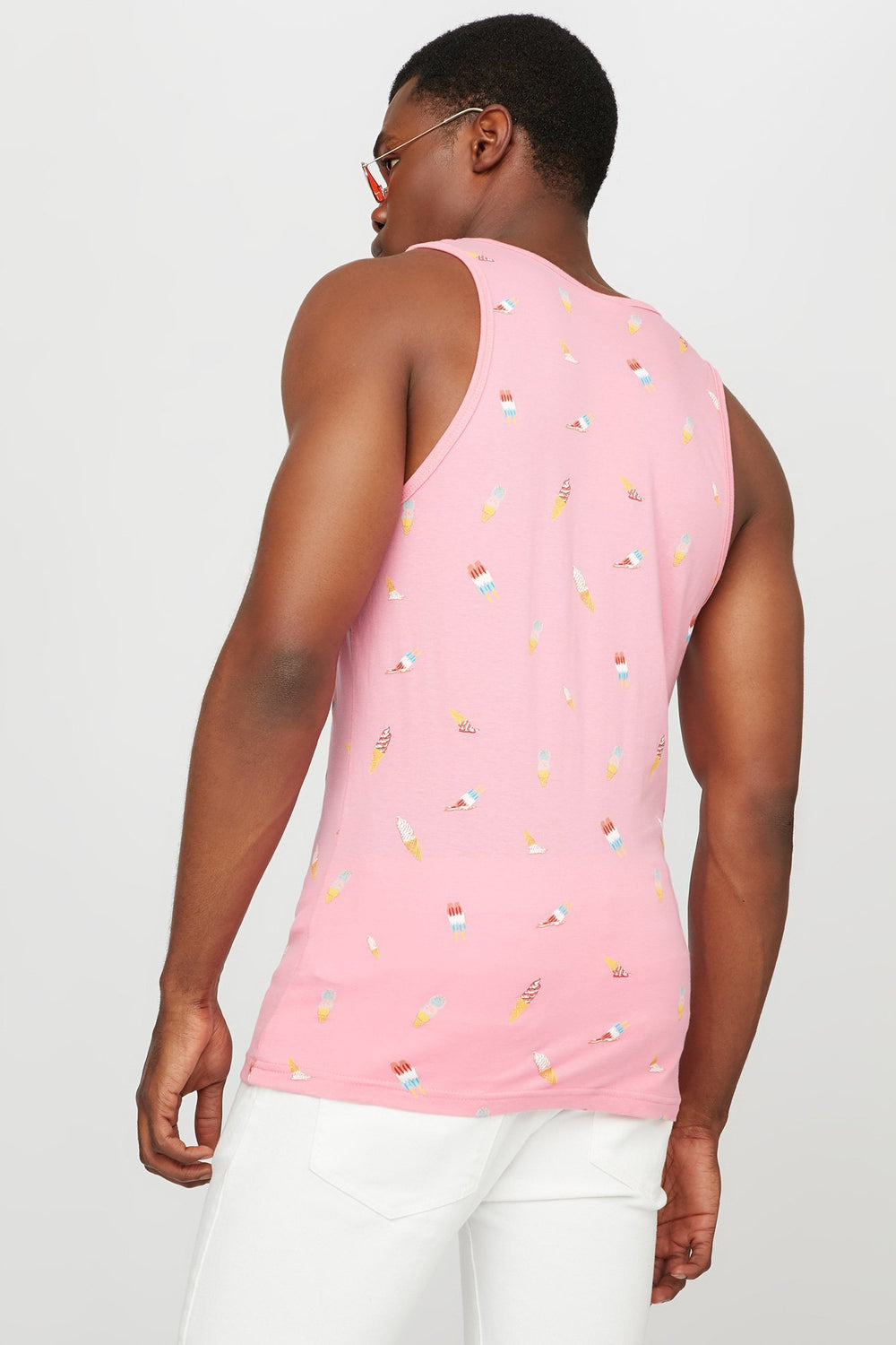 Men Printed Graphic Tank Pink