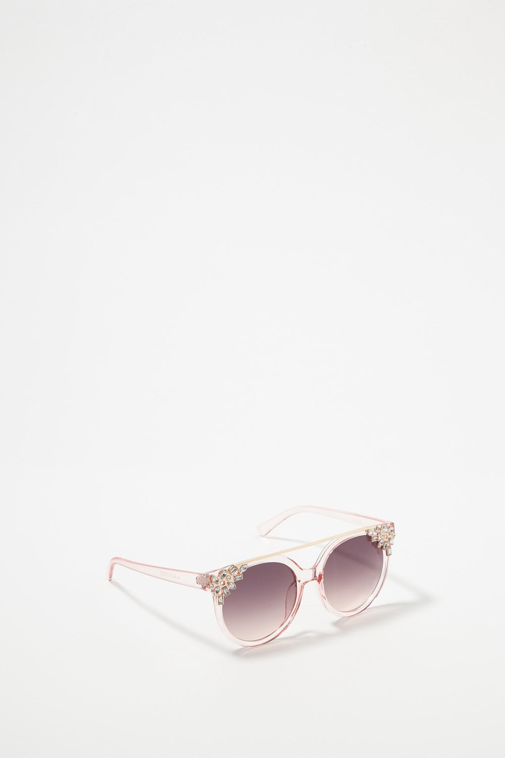 Women Rhinestone Brow Bar Cateye Sunglasses Pink