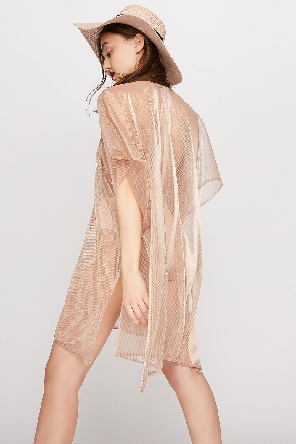 Women Sheer Beach Cover Pink