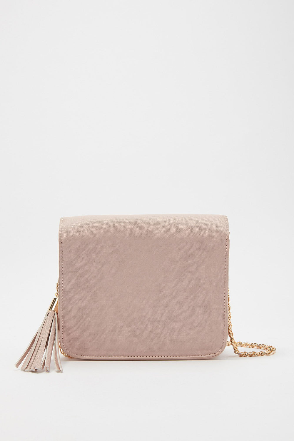 Women Tassel Chain-Link Structured Crossbody Bag Pink