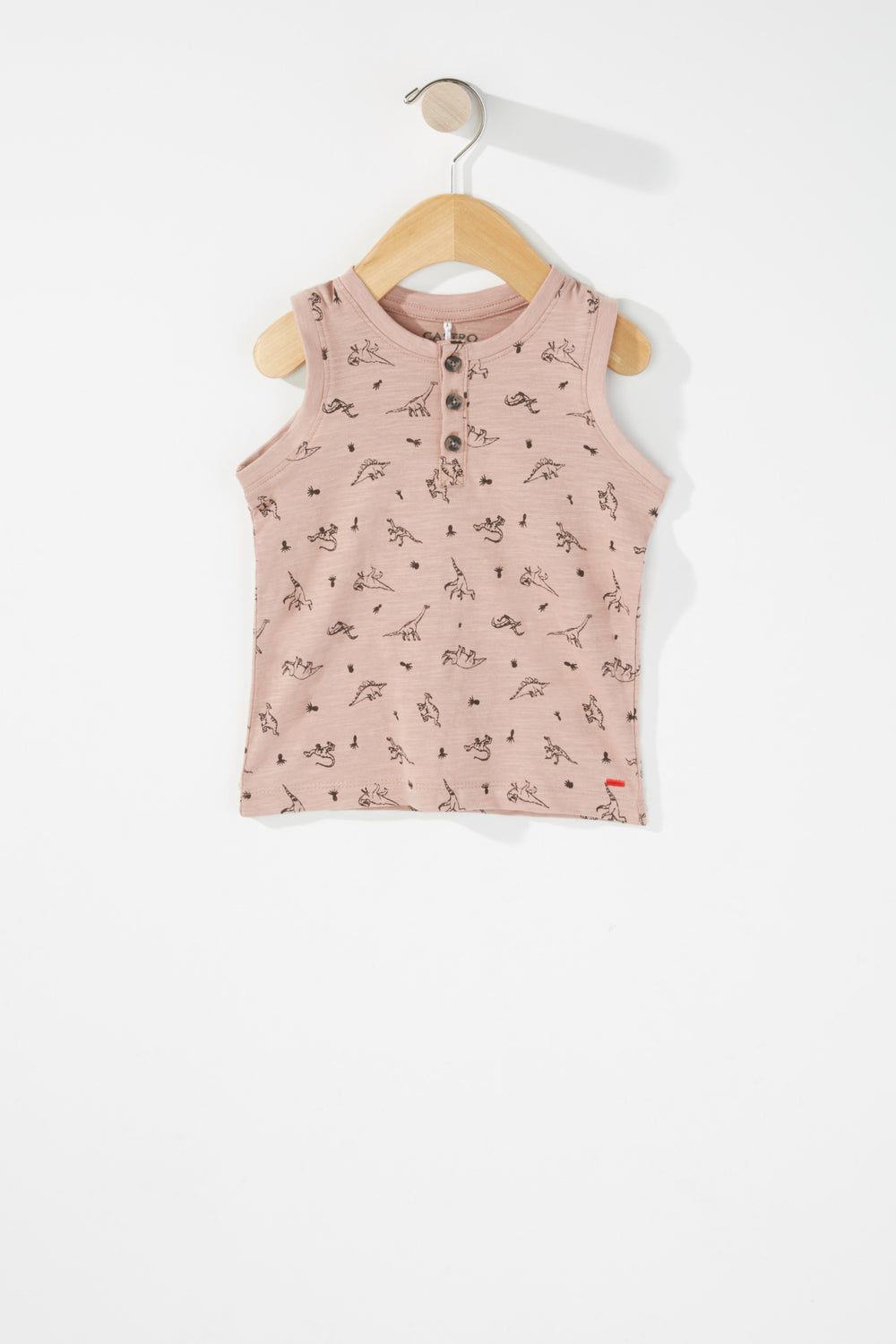 Kids Baby Boy 3-Tier Button Dinosaur Graphic Tank Pink