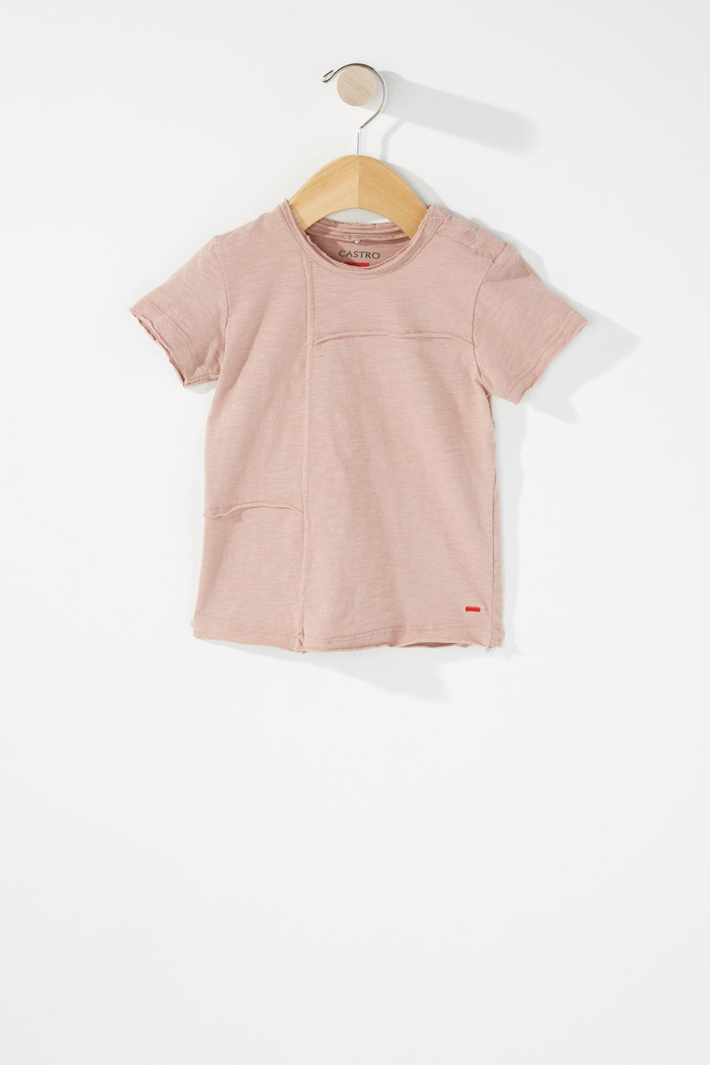 Kids Baby Boy Seamless Raw Edge T-Shirt Pink
