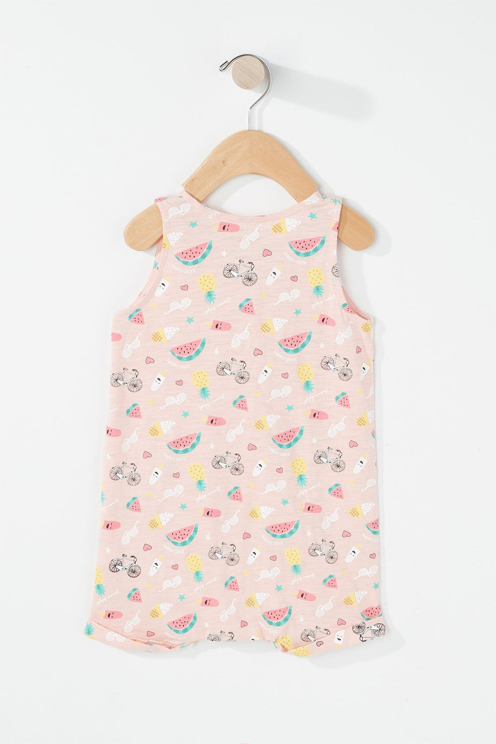 Kids Baby Girl Sleeveless Lightweight Printed Onesie Pink