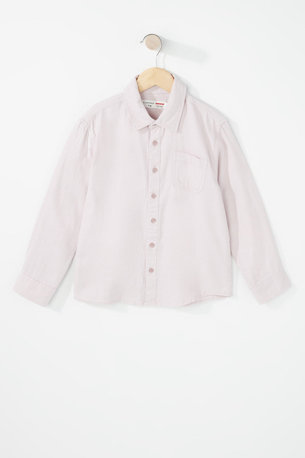 Kids Boys Lightweight Button-Up Pocket Collar Shirt Pink