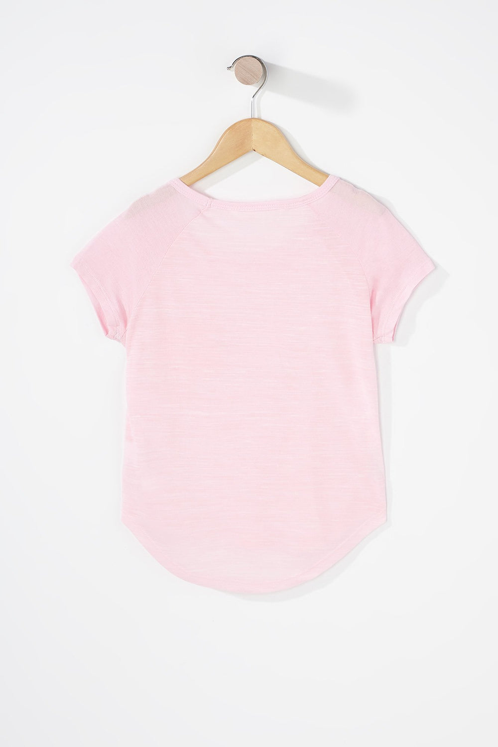 Kids Girls Colour Block Dolphin Hem Lightweight T-Shirt Pink
