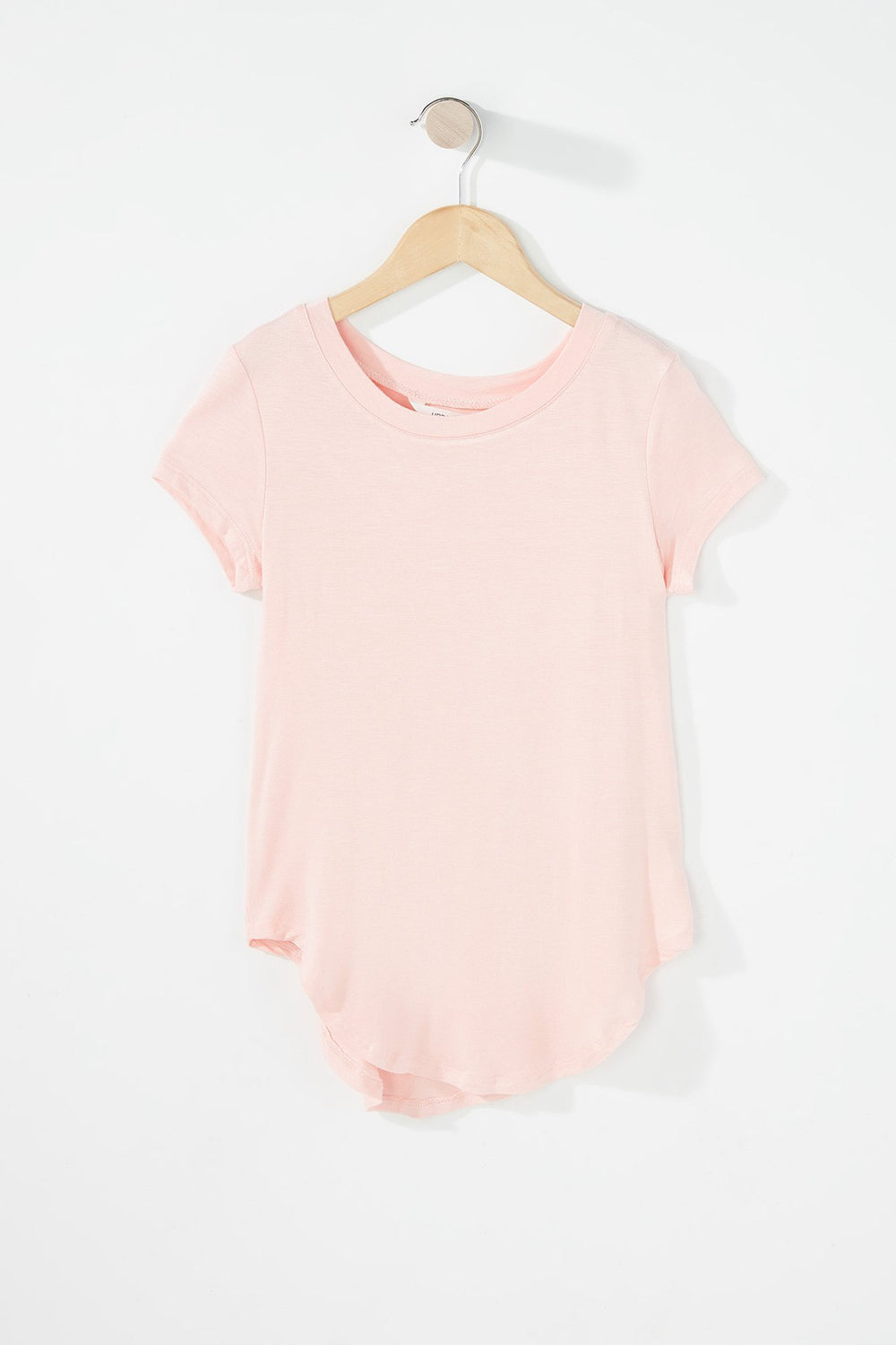 Kids Girls Dolphin Hem Lightweight T-Shirt Pink