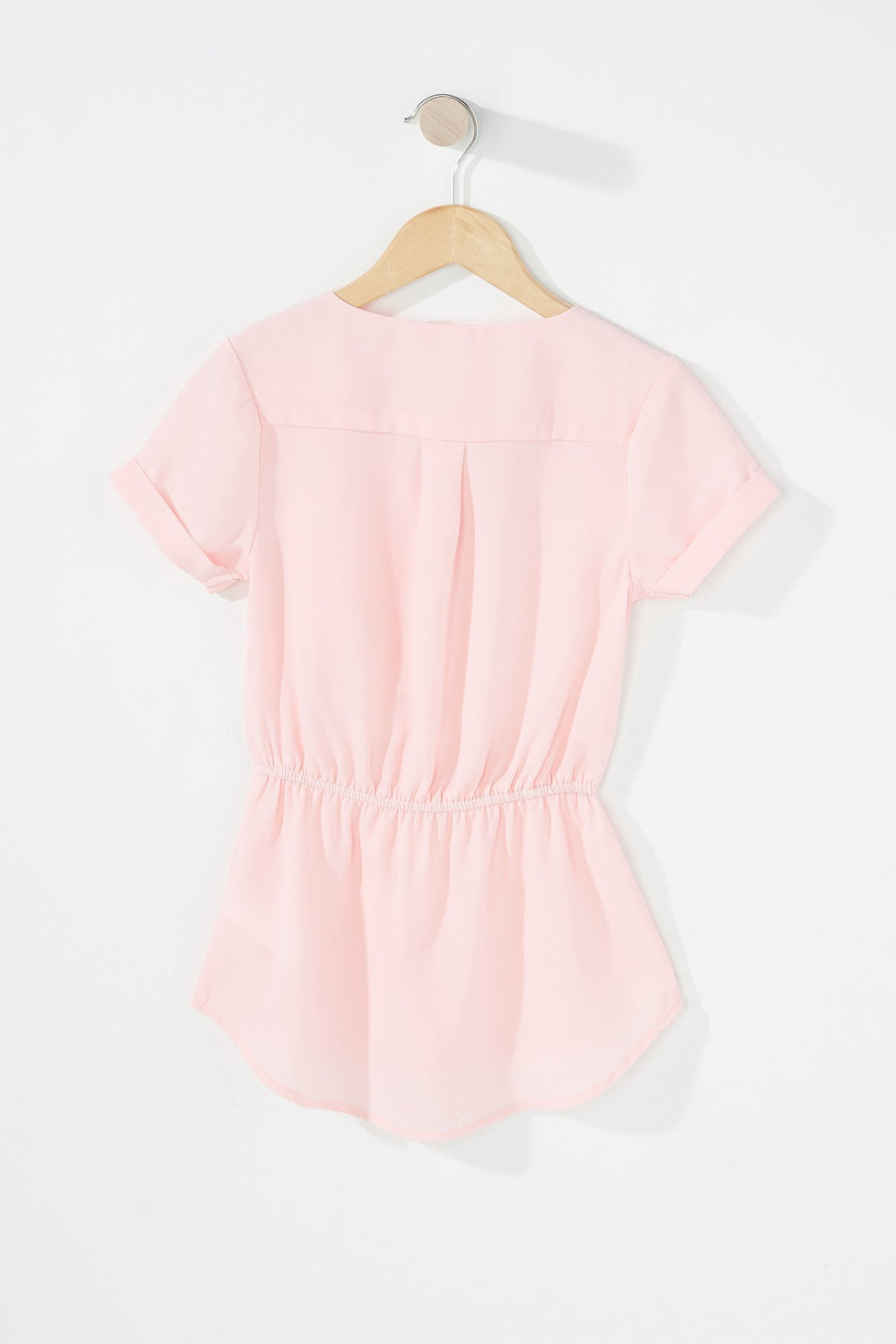 Kids Girls Half-Zip Drawstring Blouse Pink