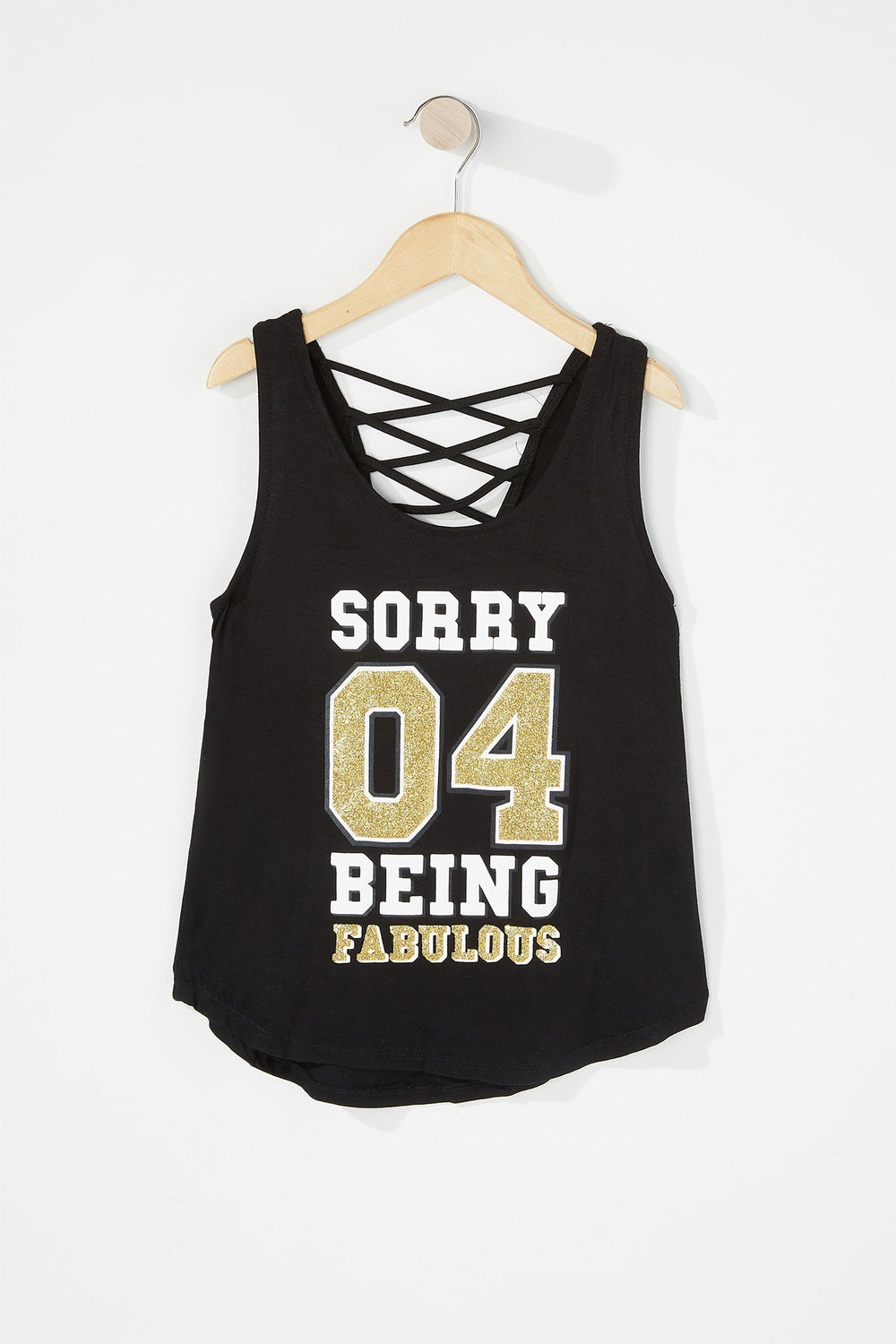 Kids Girls Caged Back Graphic Tank Plaid