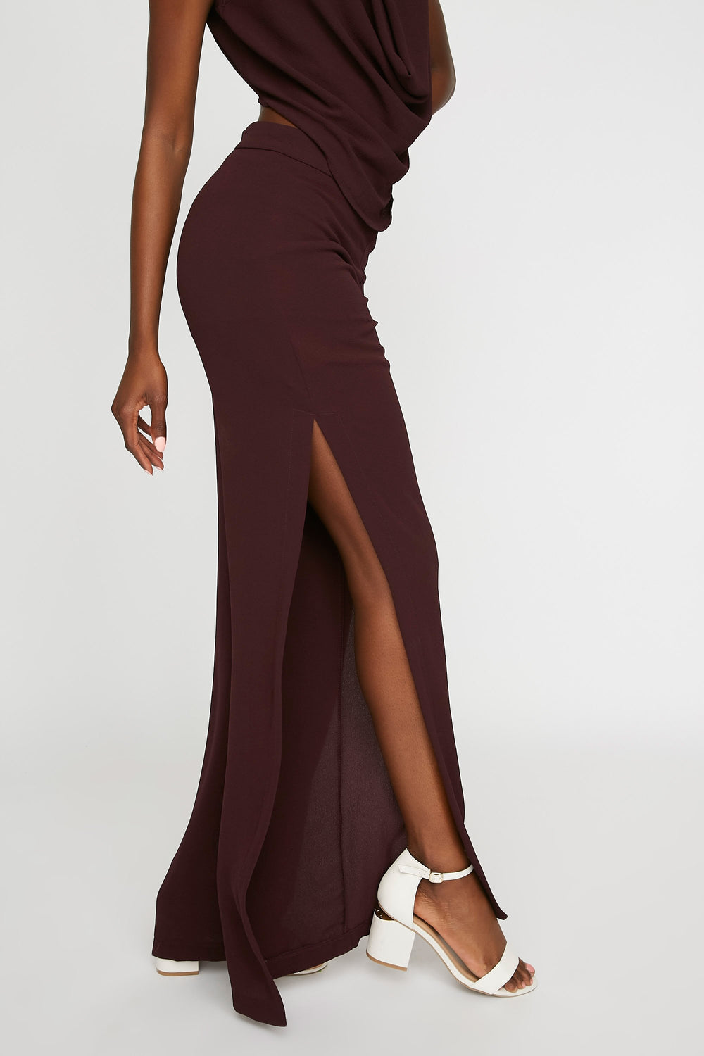 Women Side-Slit High-Rise Palazzo Pant Plum