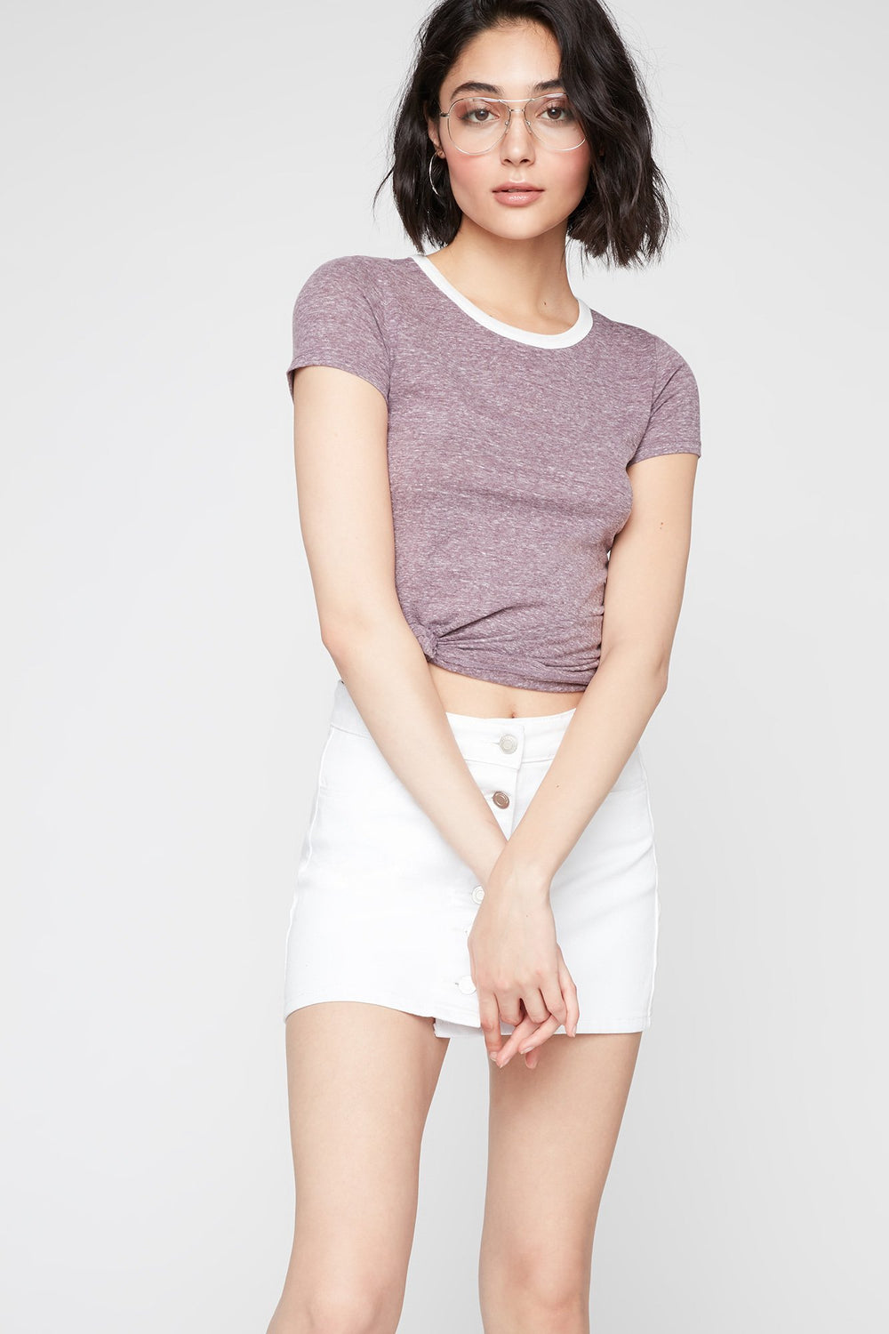 Women Space-Dye Ringer T-Shirt Plum