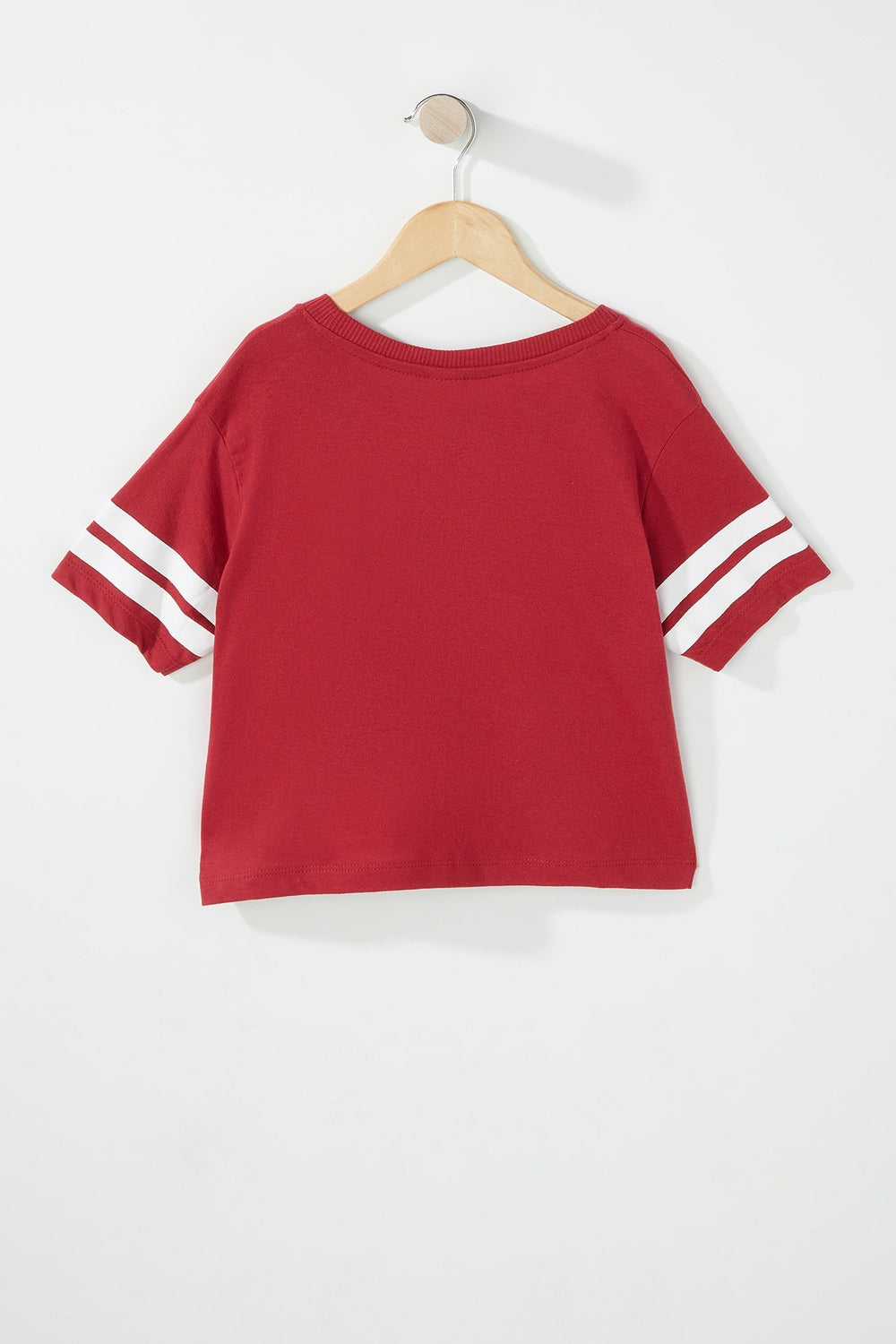 Kids T-shirt court à imprimé World Cup rayé de style universitaire pour fille Prune