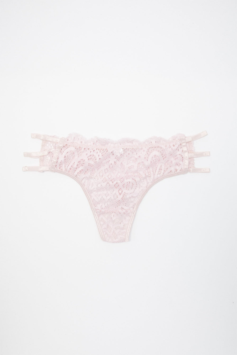 Women Lace Caged Thong Purple