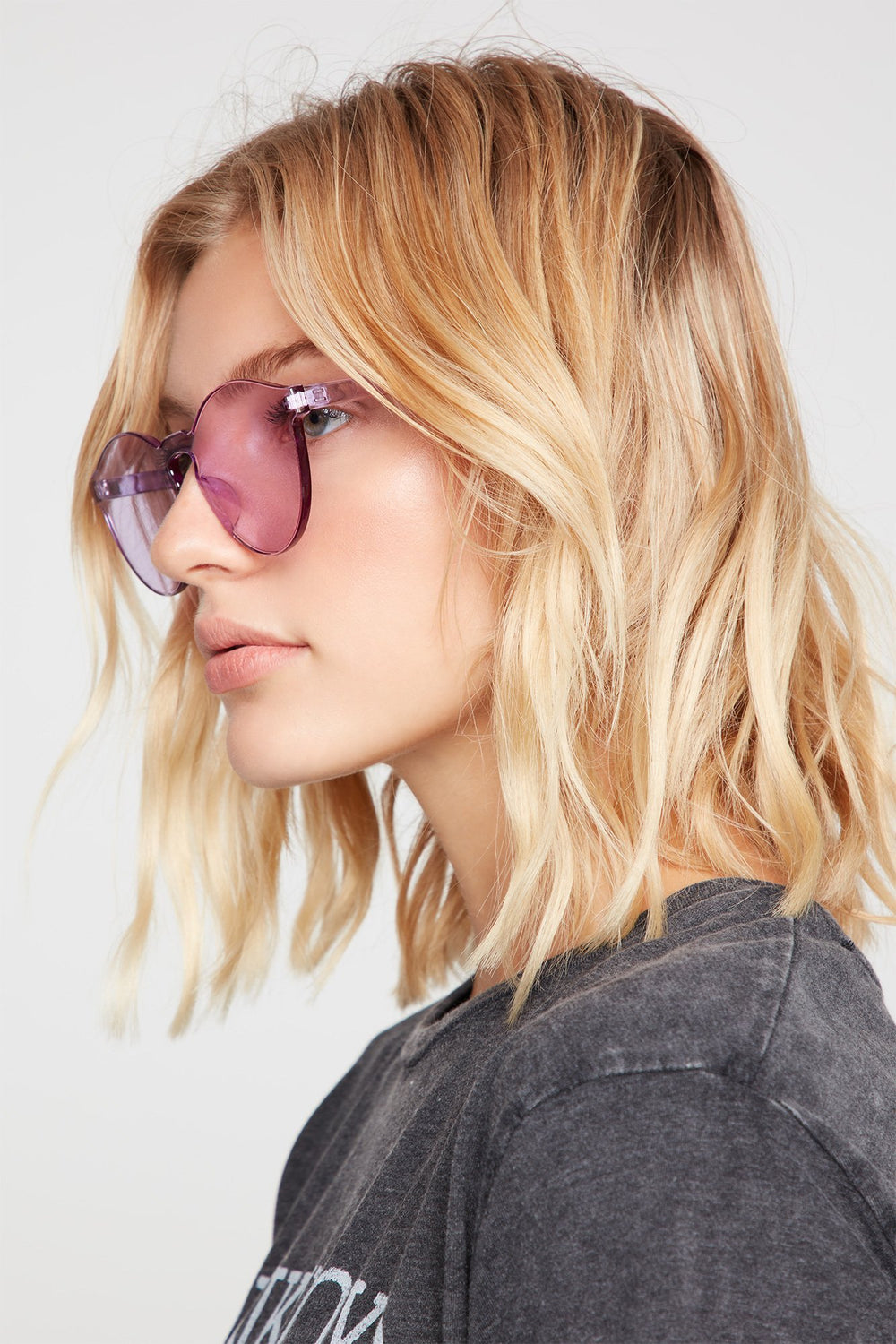 Women Coloured Plastic Round Sunglasses Purple