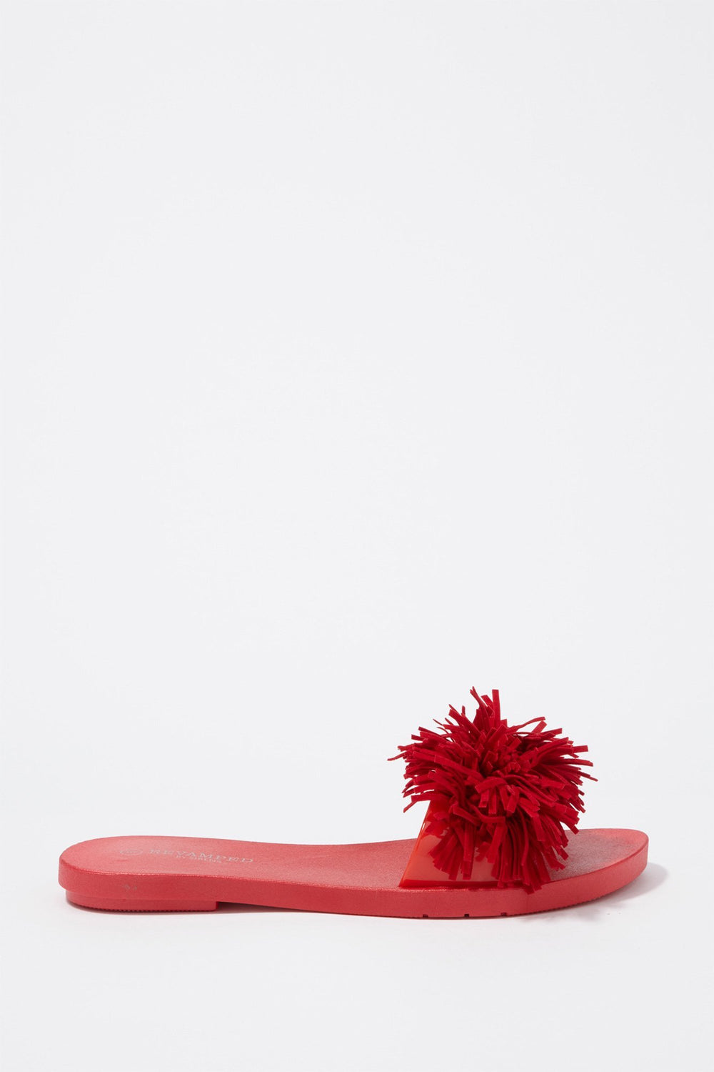 Women Fringe Banded Slider Sandal Red