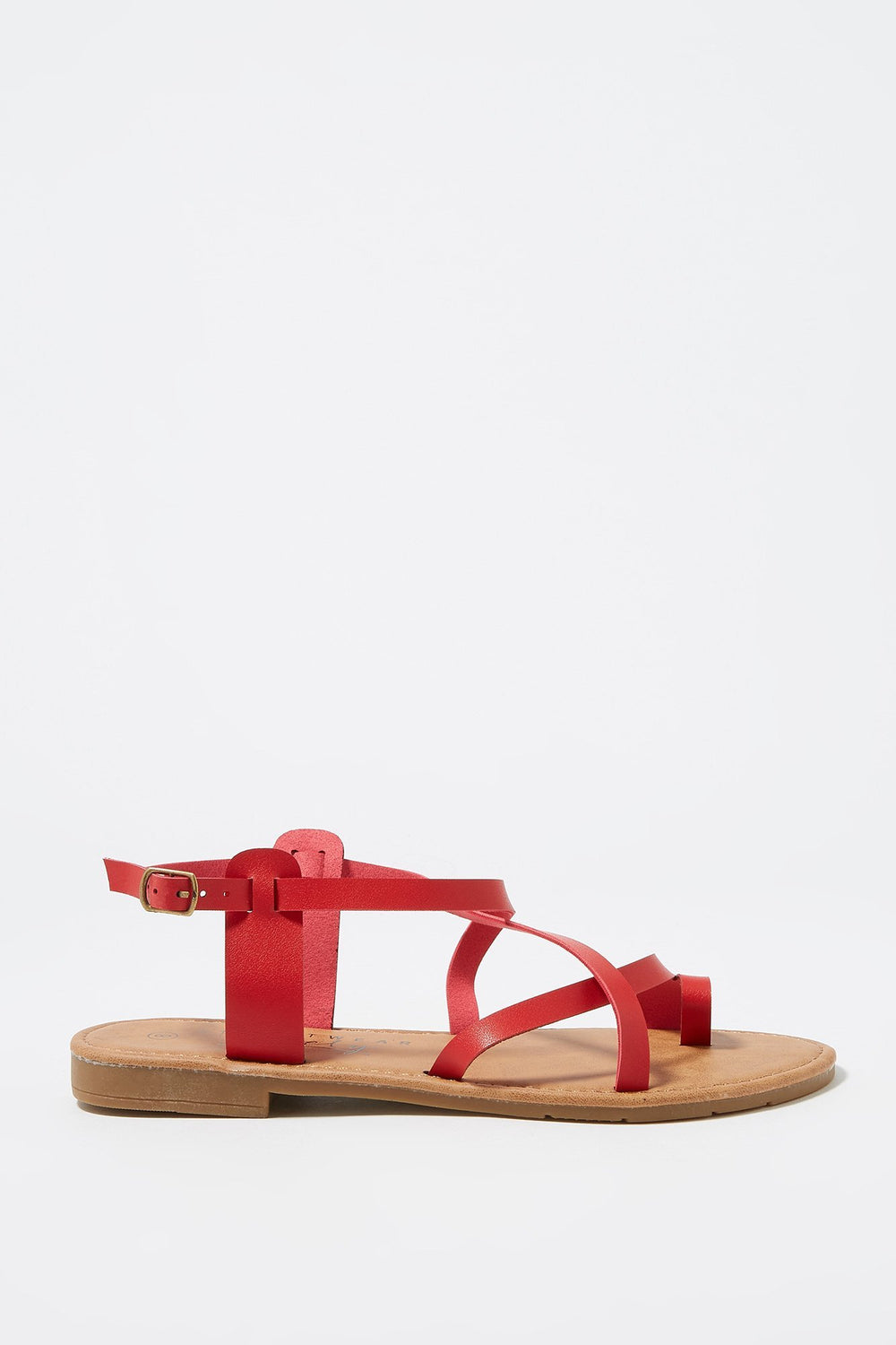 Women Caged Gladiator Toe Piece Sandal Red