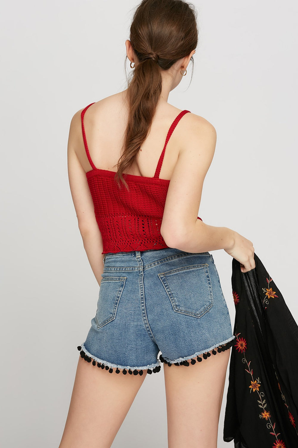 Women Crochet Knit Camisole Red