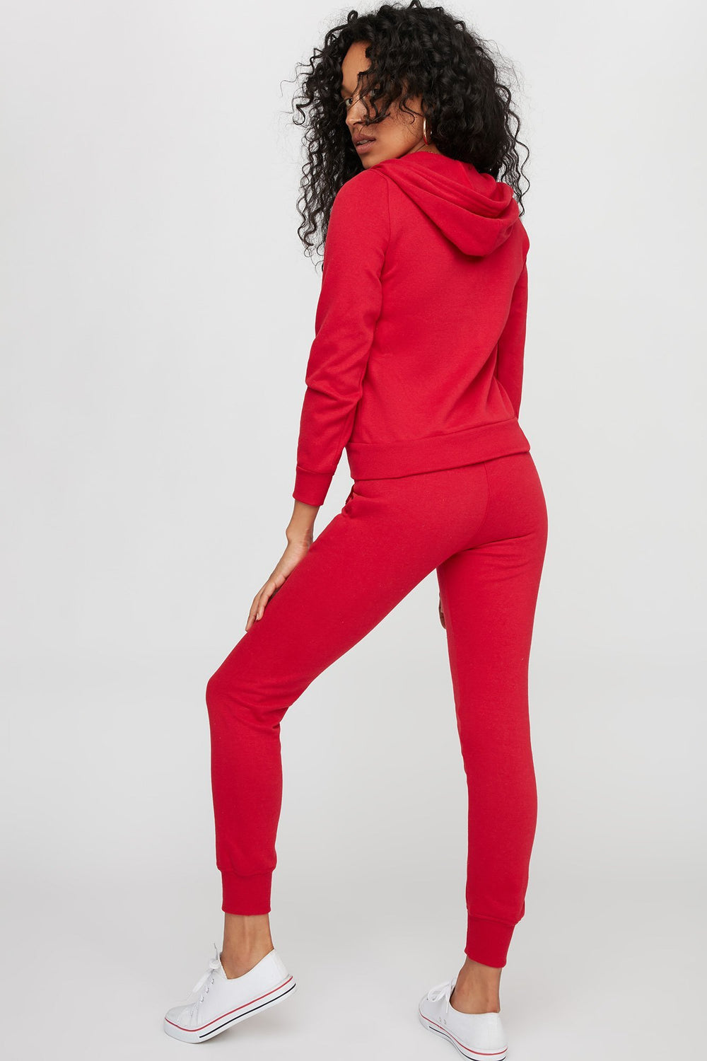 Women Fleece Drawstring Jogger Red