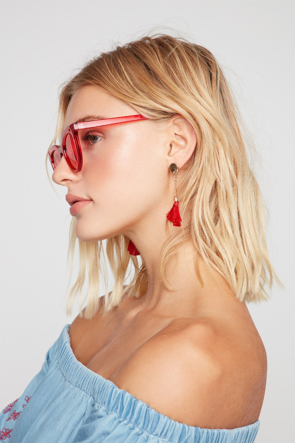 Women Ombre Coloured Cat Eye Sunglasses Red