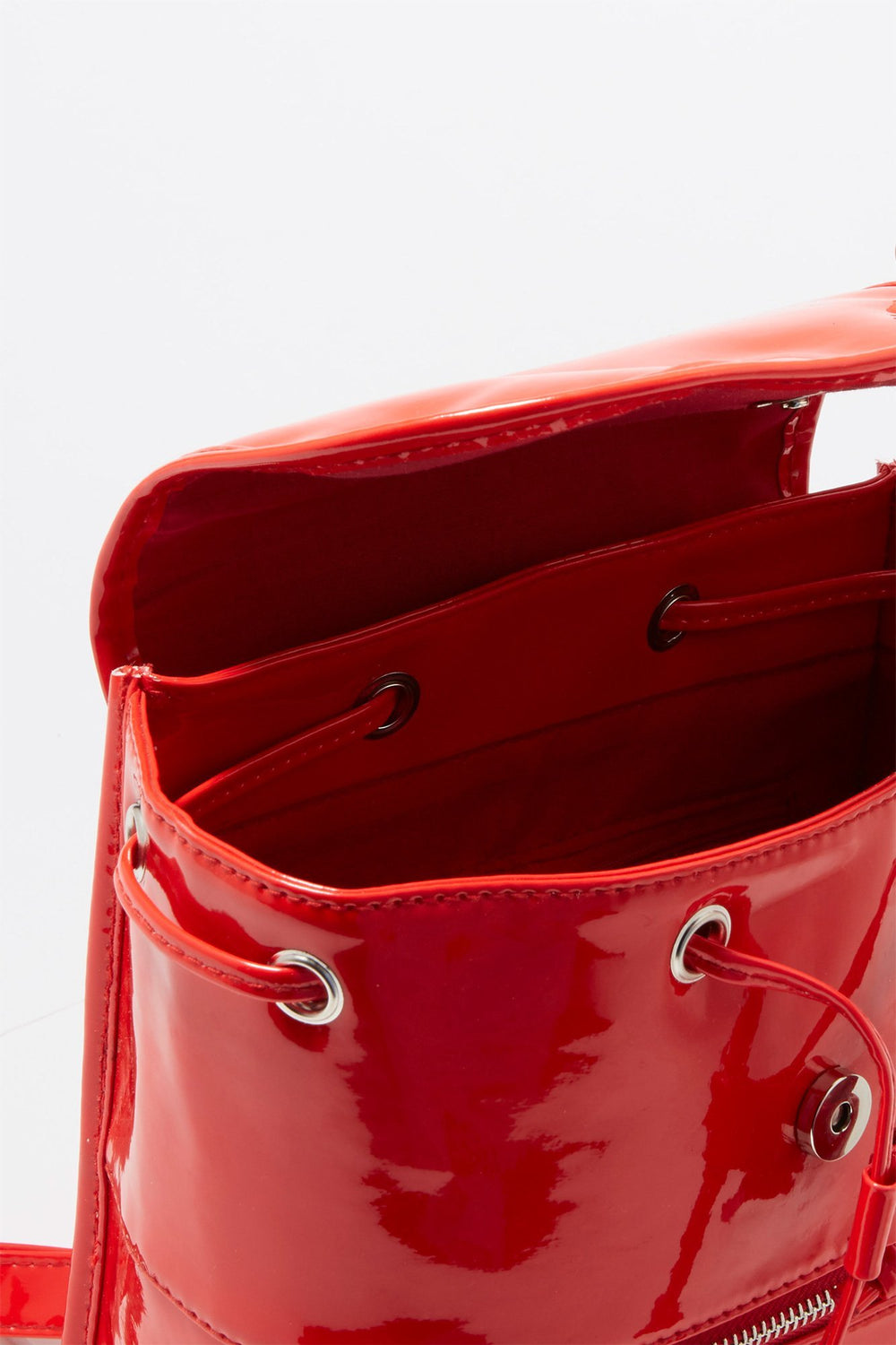Women Patent Mini Backpack Red