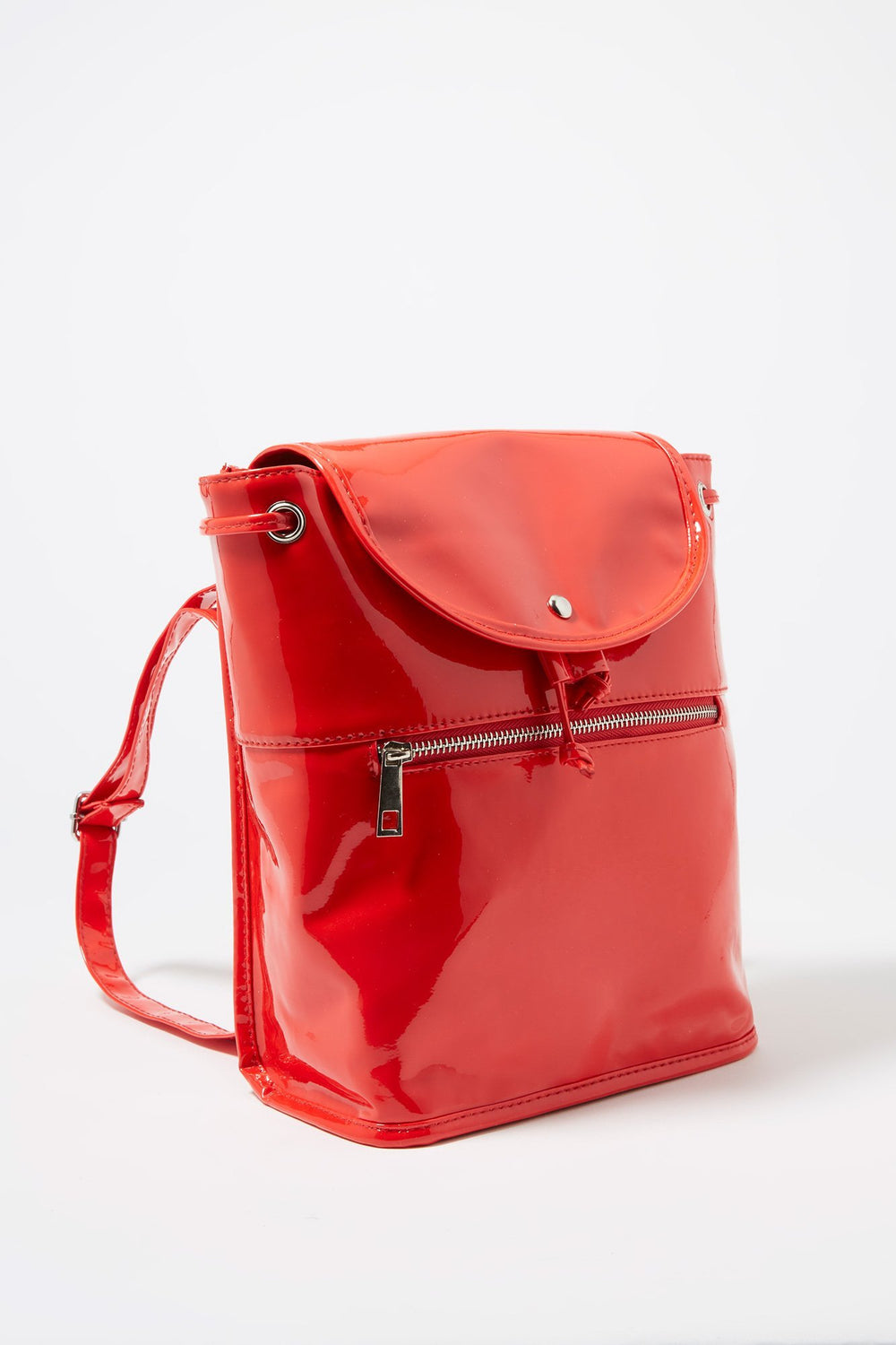 Women Patent Mini Backpack Red