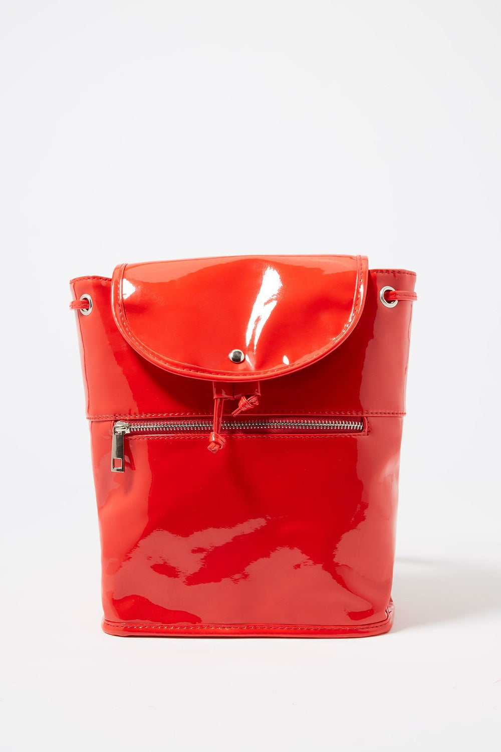 Women Patent Mini Backpack Red