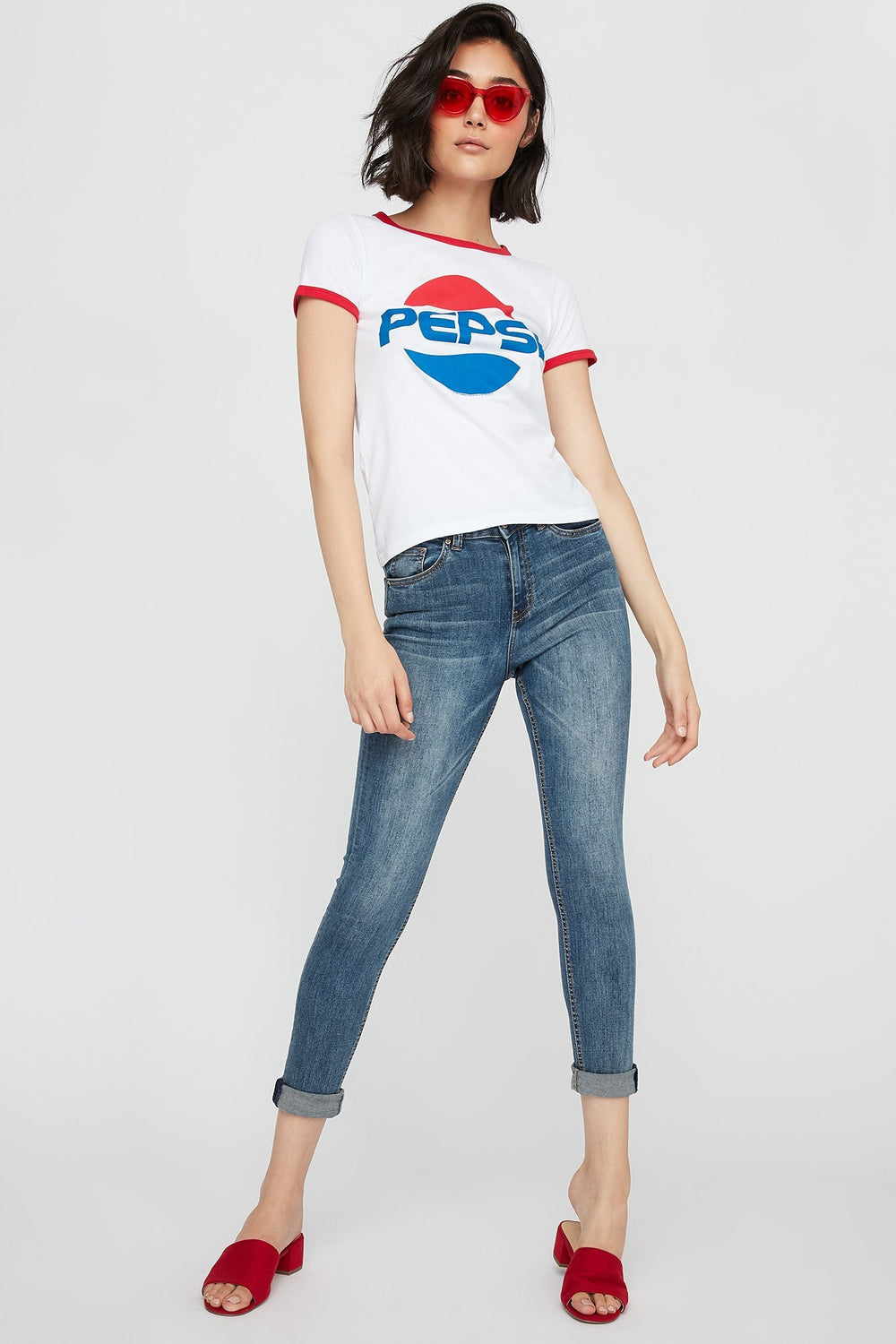 Women Pepsi Ringer Graphic T-Shirt Red