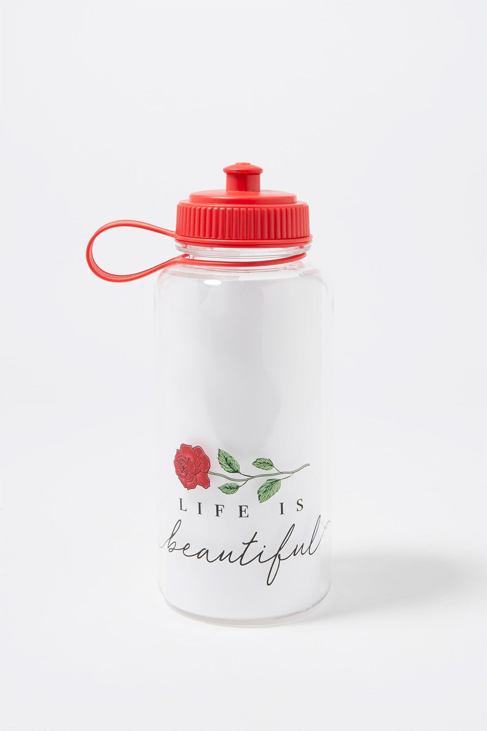 Women Plastic Graphic Water Bottle Red