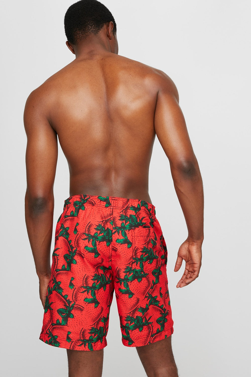 Men Printed Drawstring Boardshort Red