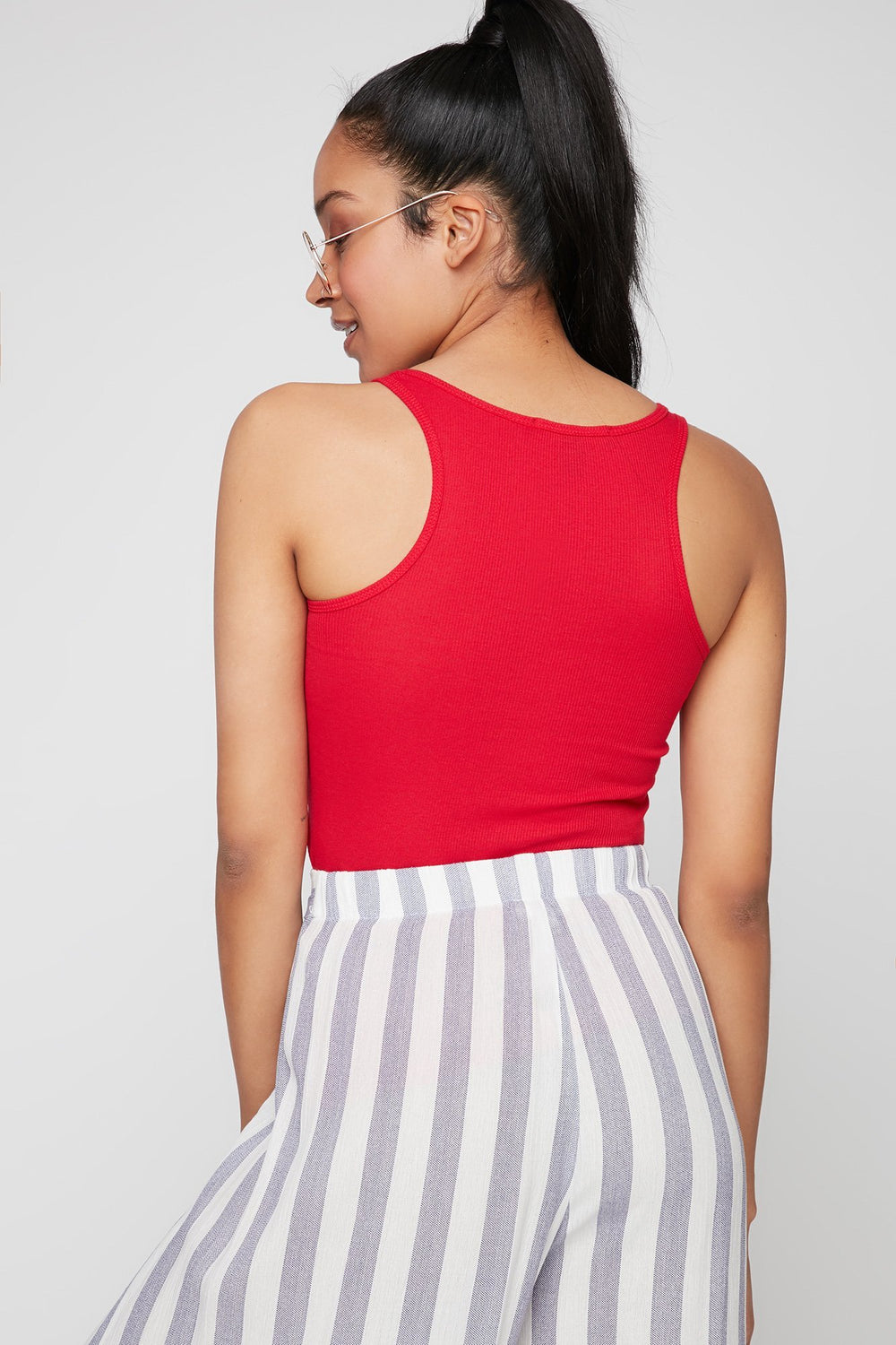 Women Ribbed Racerback Tank Red