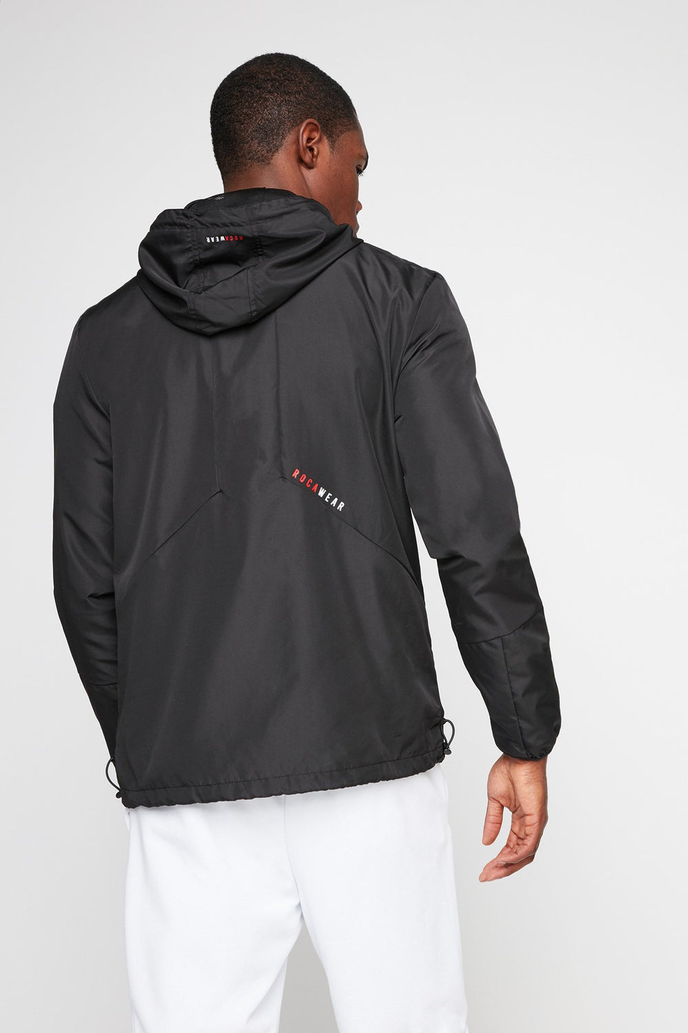 Men Rocawear Colour Block Hooded Drawstring Windbreaker Red