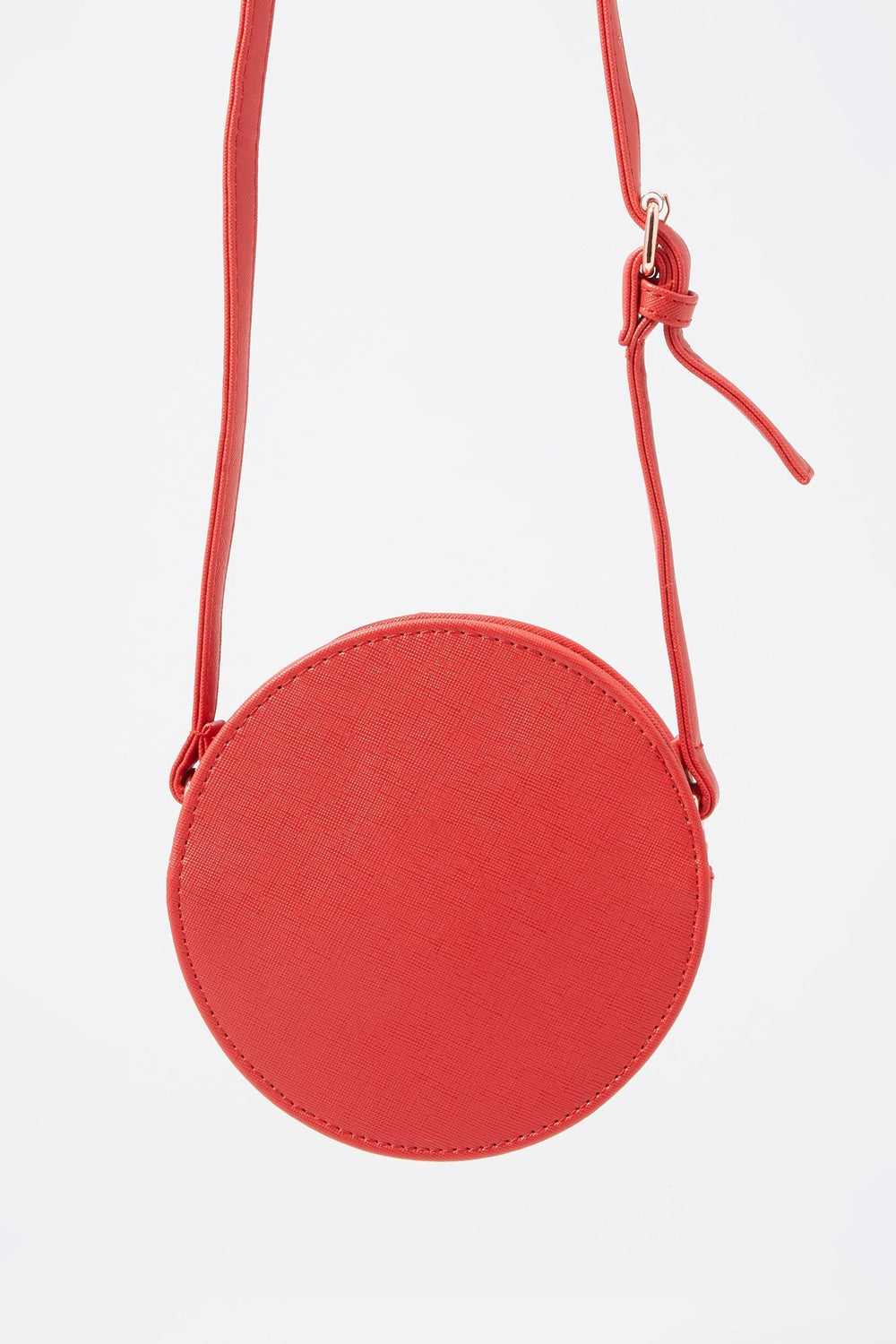 Women Round Faux-Leather Crossbody Bag Red