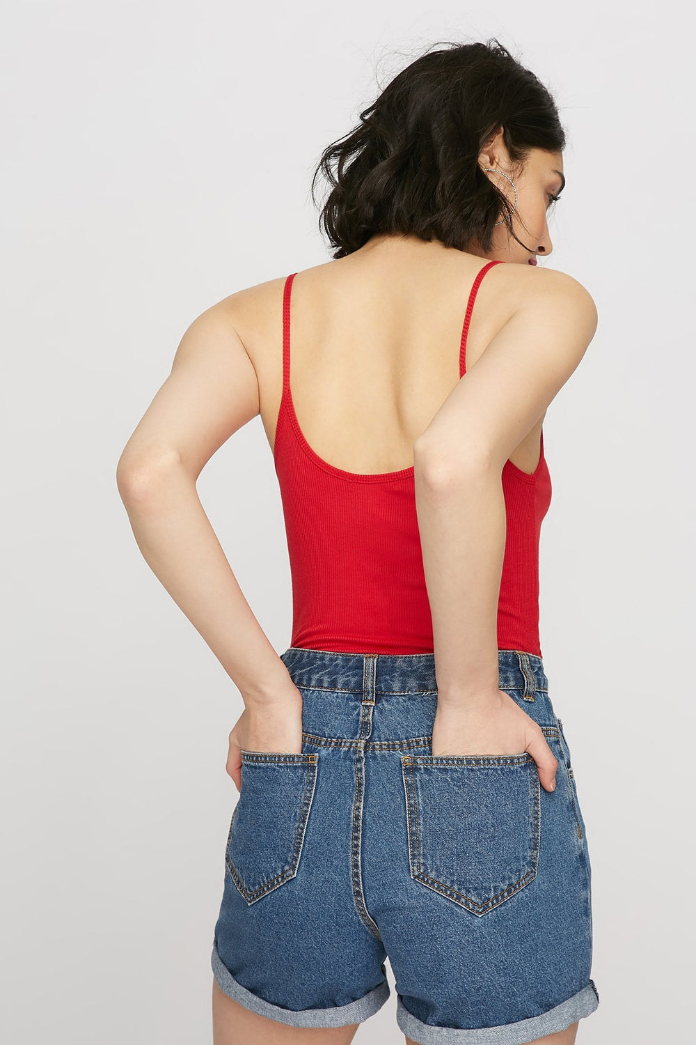 women Scoop Neck Basic Camisole Red
