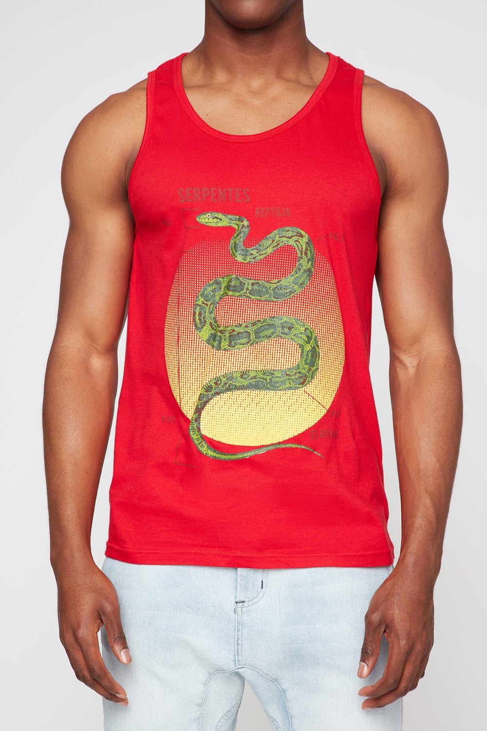 Men Snake Graphic Tank Red