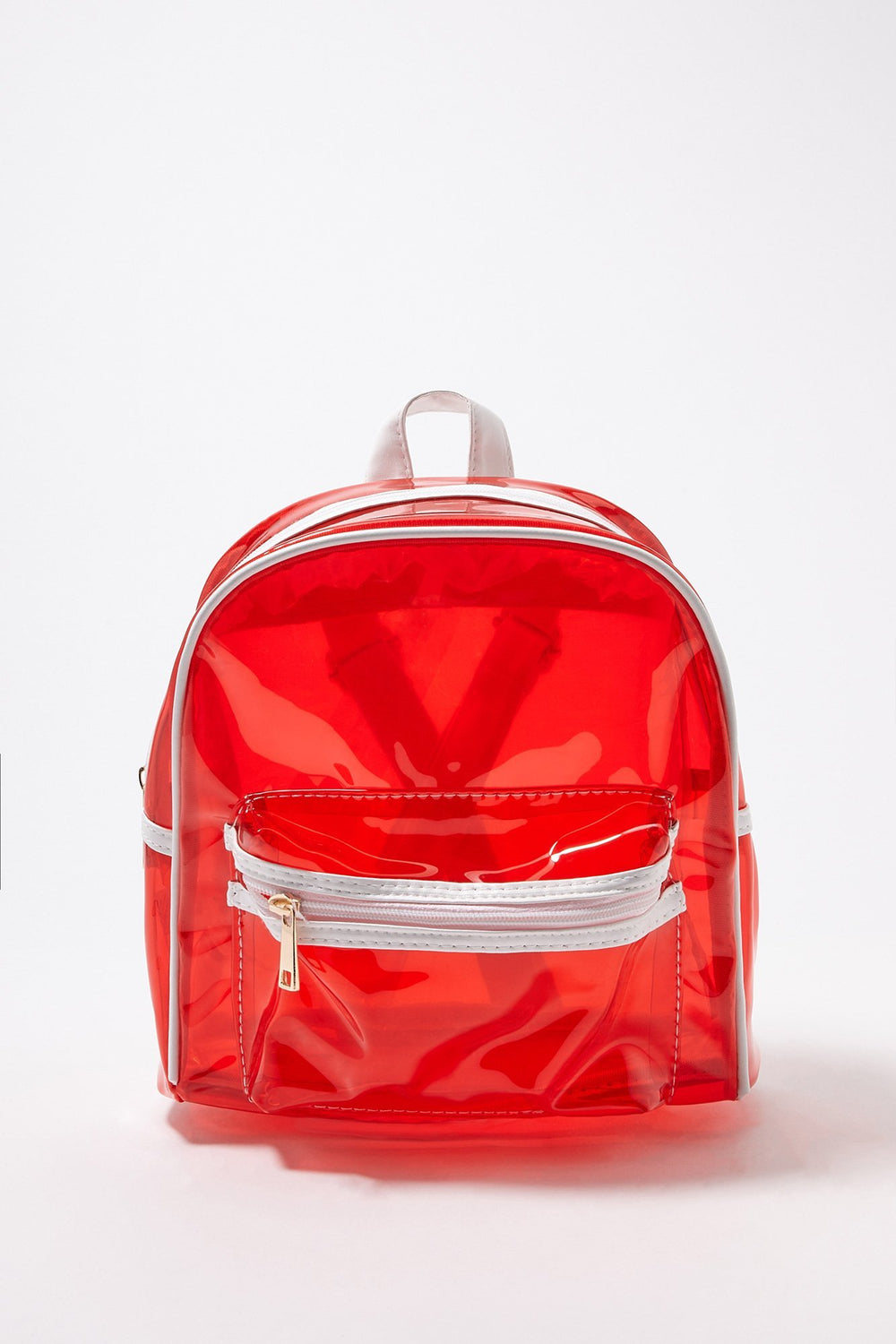 Women Transparent Mini Backpack Red