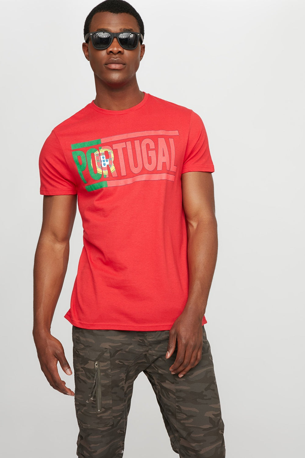 Men World Cup Portugal Graphic Crewneck T-Shirt Red