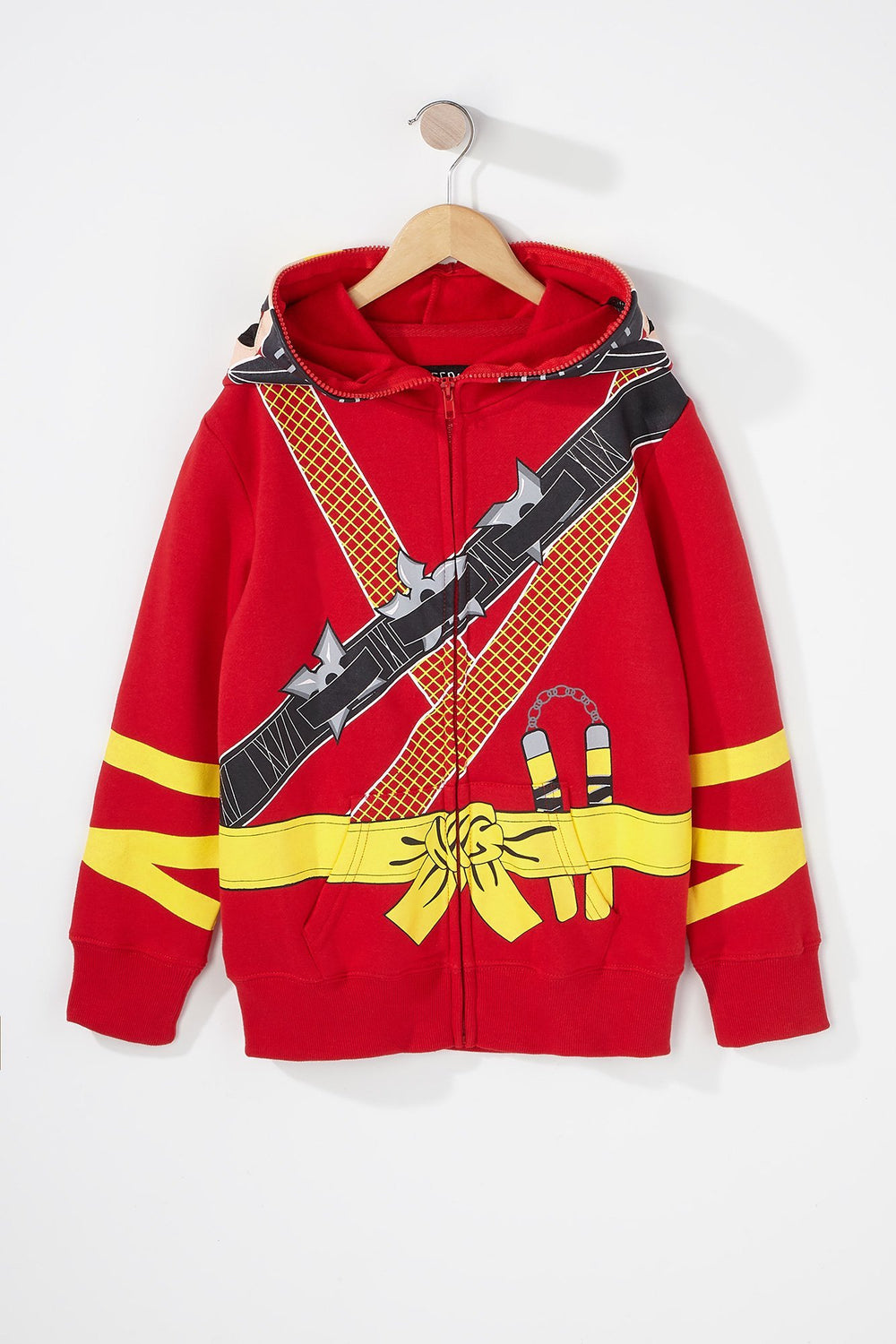 Kids Boys Ninja Eye Mask Peeper Hoodie Red