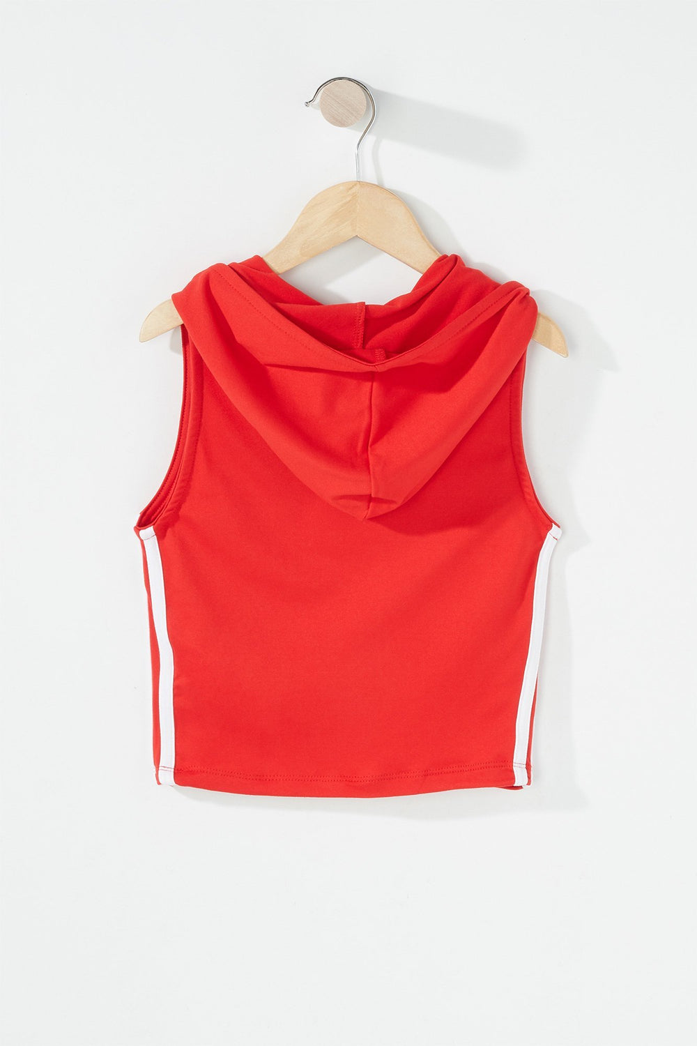 Kids Girls Canada Side Stripe Cropped Graphic Hooded Tank Red