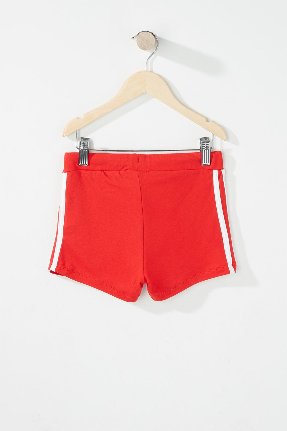 Kids Girls Canada Side Stripe High-Rise Drawstring Short Red